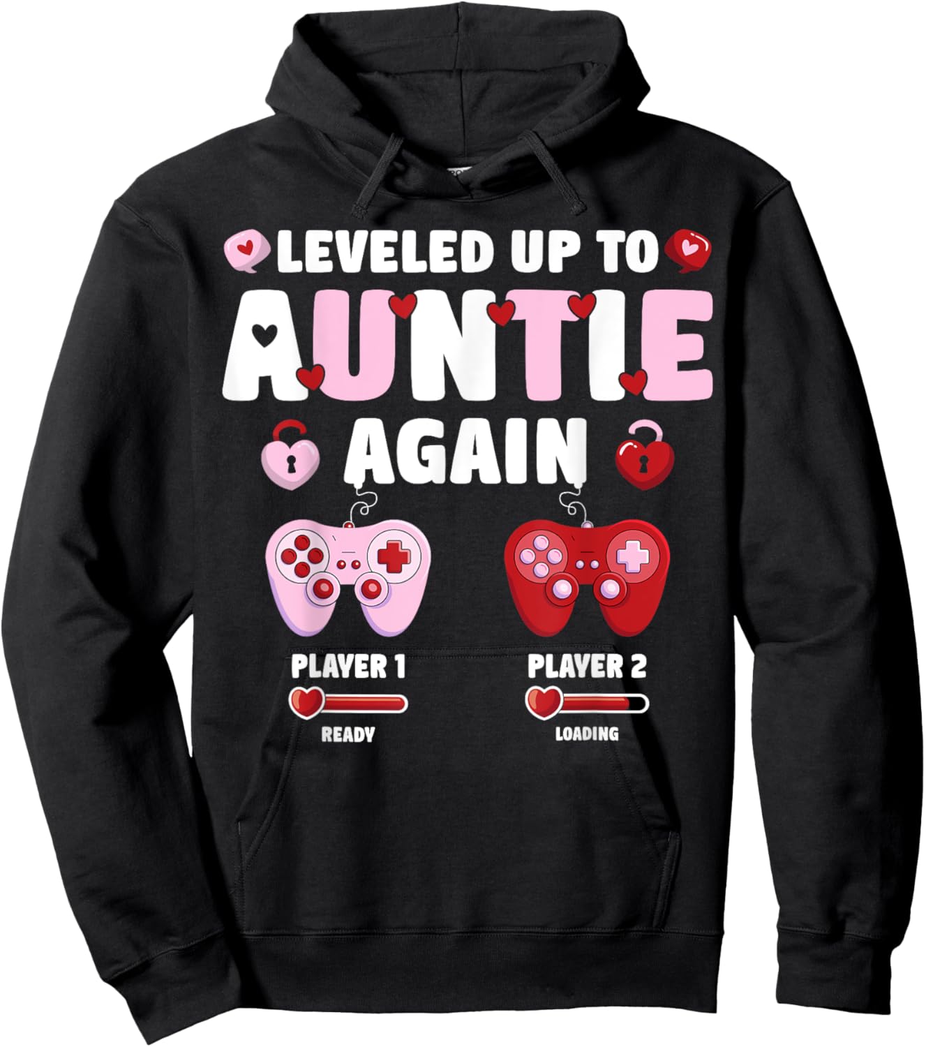 I Leveled Up To Auntie Again Pregnancy Announcement Auntie Hoodie - Hoodie | Black