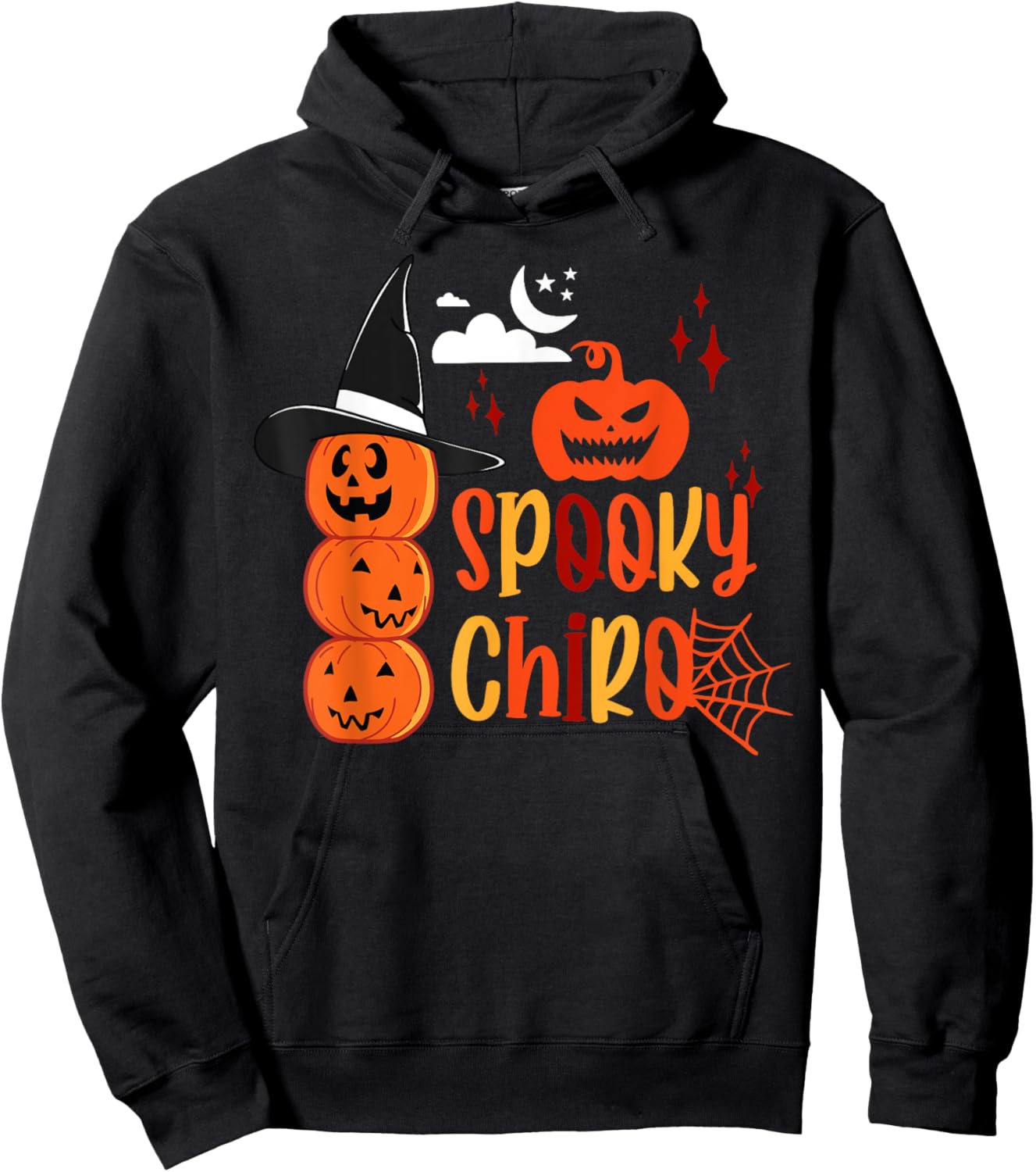 Spooky Chiro Pumpkin Witch Chiropractic Halloween Costume Hoodie - Hoodie | Black