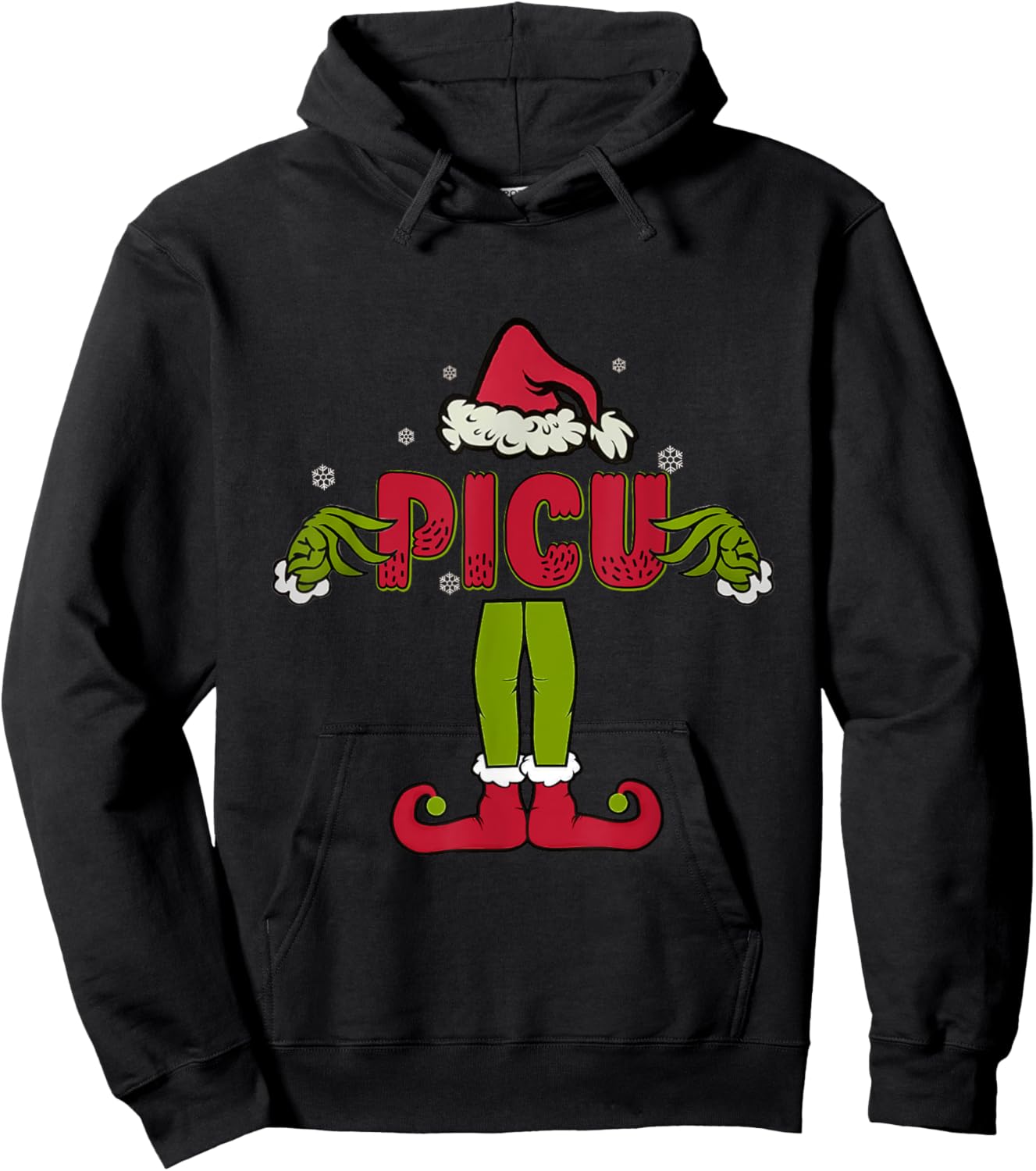 Funny Pediatric Intensive Care Unit Christmas Matching Scrub Hoodie - Hoodie | Black