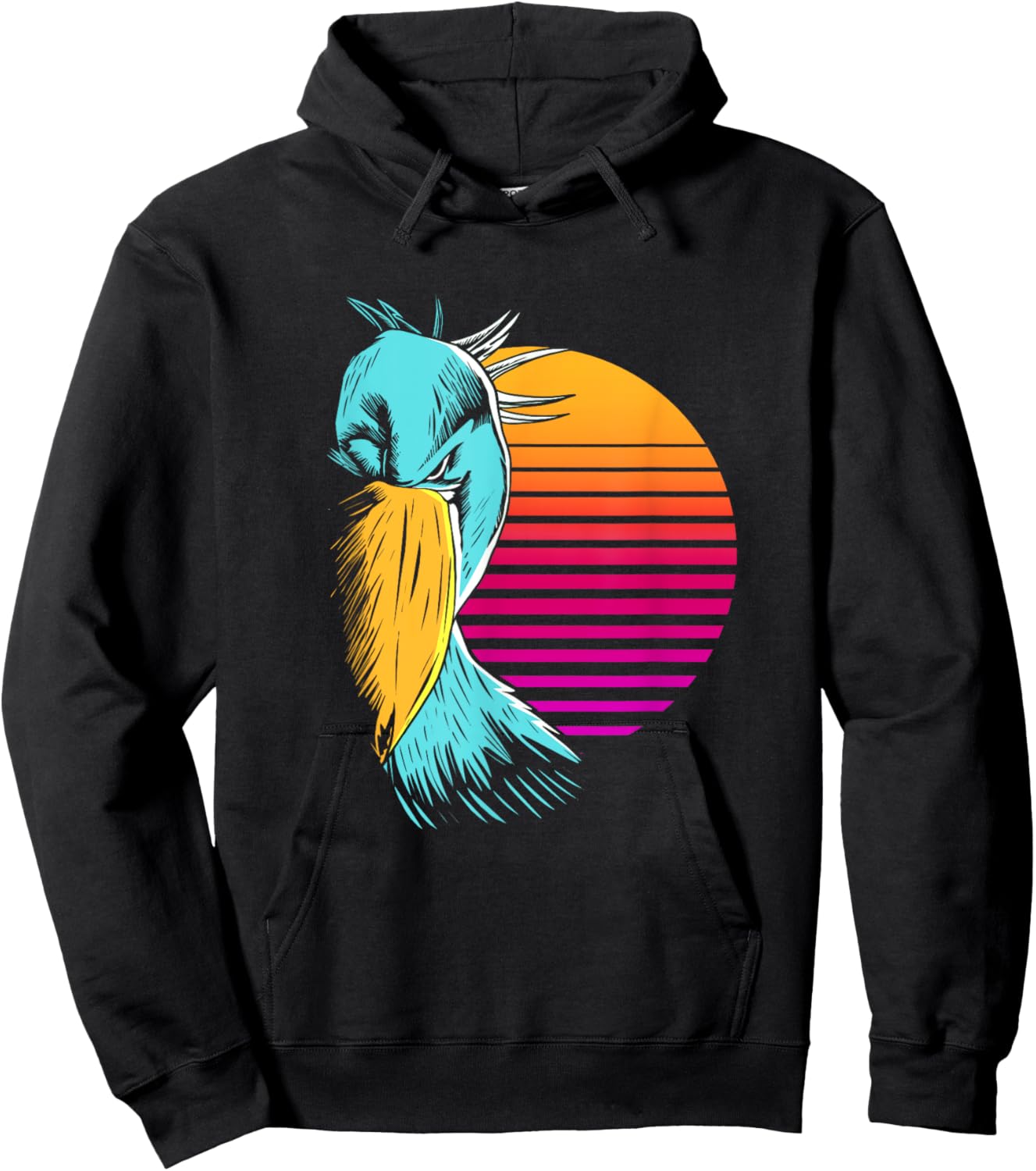 Retro Sunset Shoebill Stork Shoe Bill Bird Hoodie - Hoodie | Black