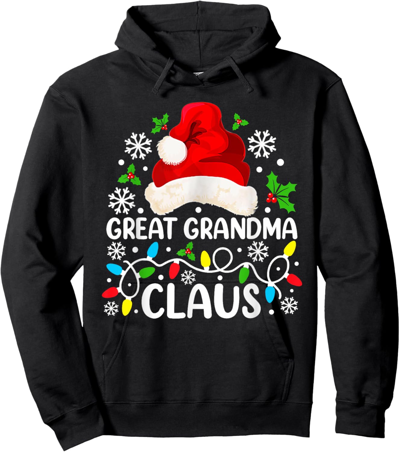 Great Grandma Claus Funny Christmas Family Matching Hoodie - Hoodie | Black