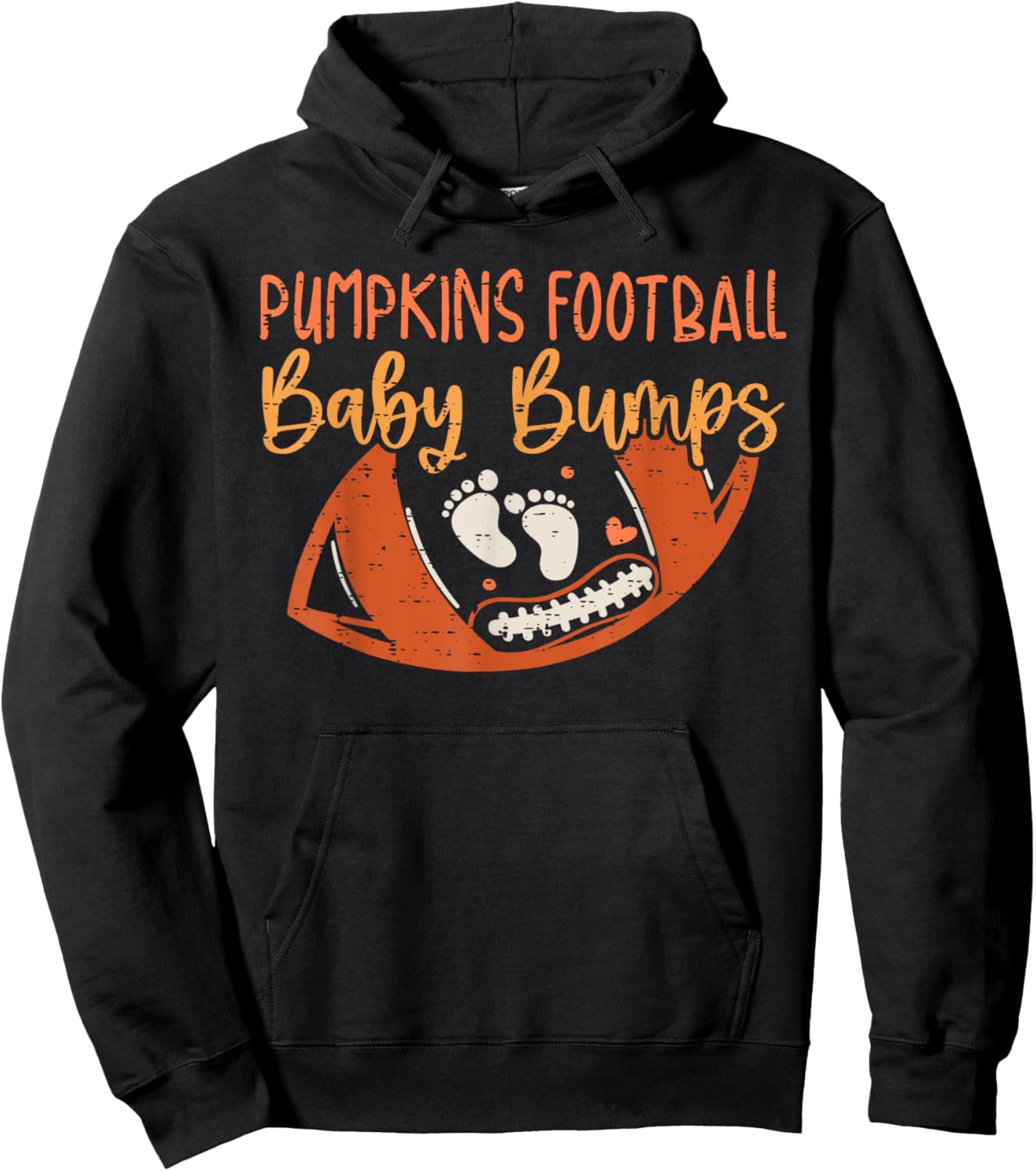 Pumpkins Football Baby Bumps Pregnancy Announcement Autumn Hoodie - Hoodie | Black