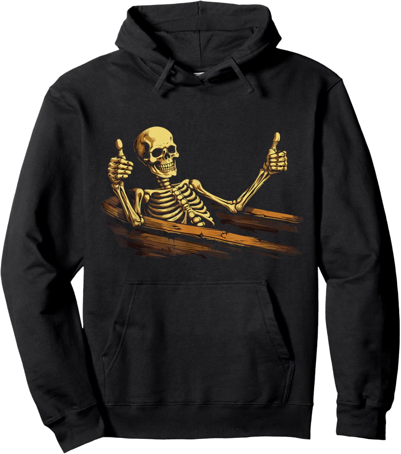 Thumbs Up Skeleton Coffin Funny Skull Halloween Women Men Hoodie - Hoodie | Black