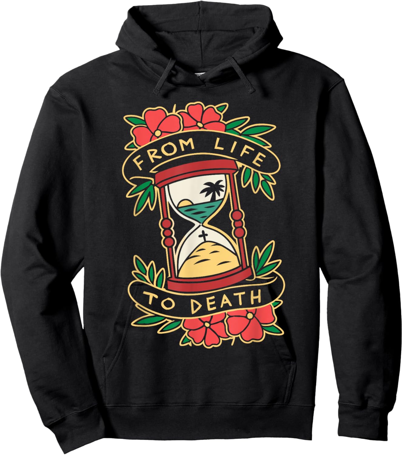 From Life to Death Symbolic Hourglass Hoodie - Hoodie | Black