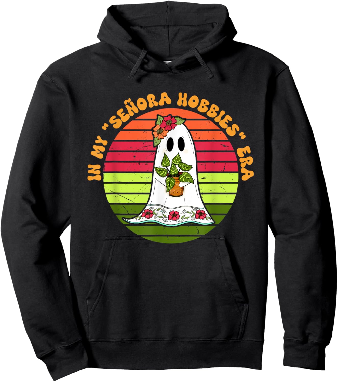 In My Senora Hobbies Era Cute Boo Halloween Design Hoodie - Hoodie | Black