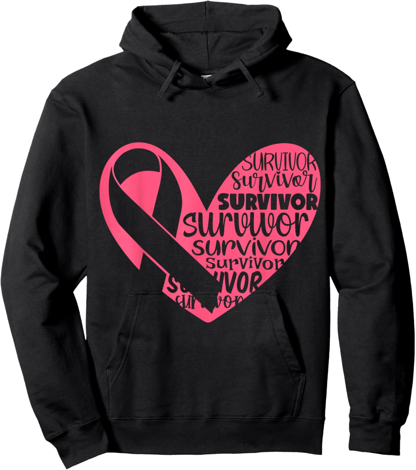 Survivor Heart Breast Cancer Awarenes Hoodie - Hoodie | Black