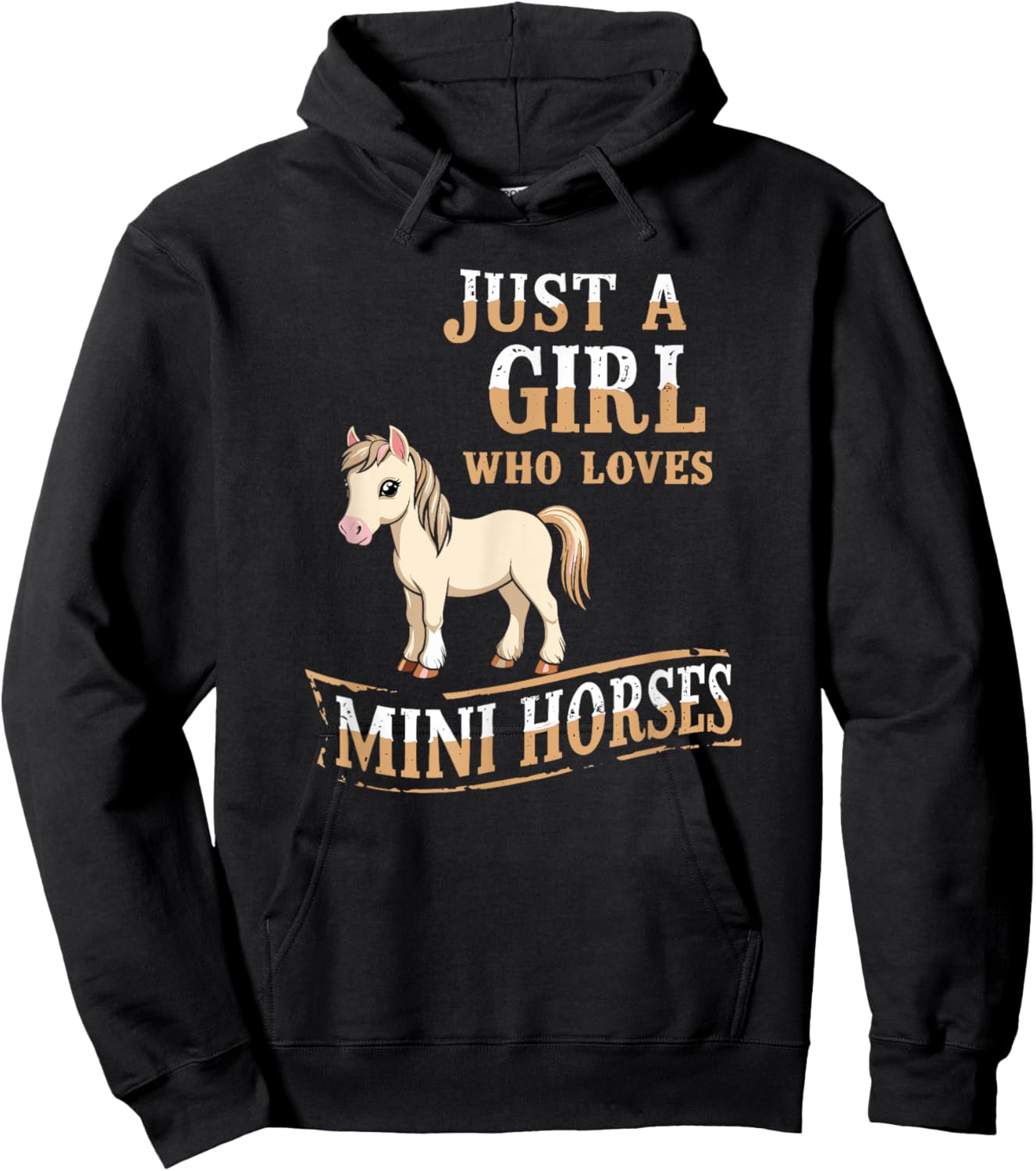 Just a Girl Who Loves Mini Horses, Cute Miniature Horse Hoodie - Hoodie | Black