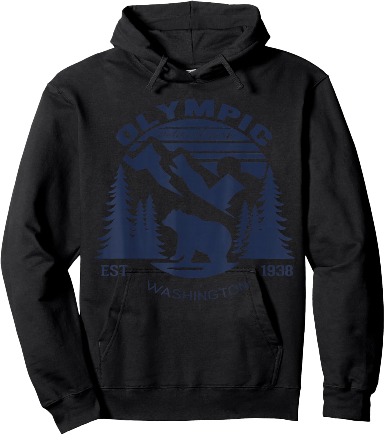 Retro Vintage Olympic National Park for kids Hiking Camping Hoodie - Hoodie | Black