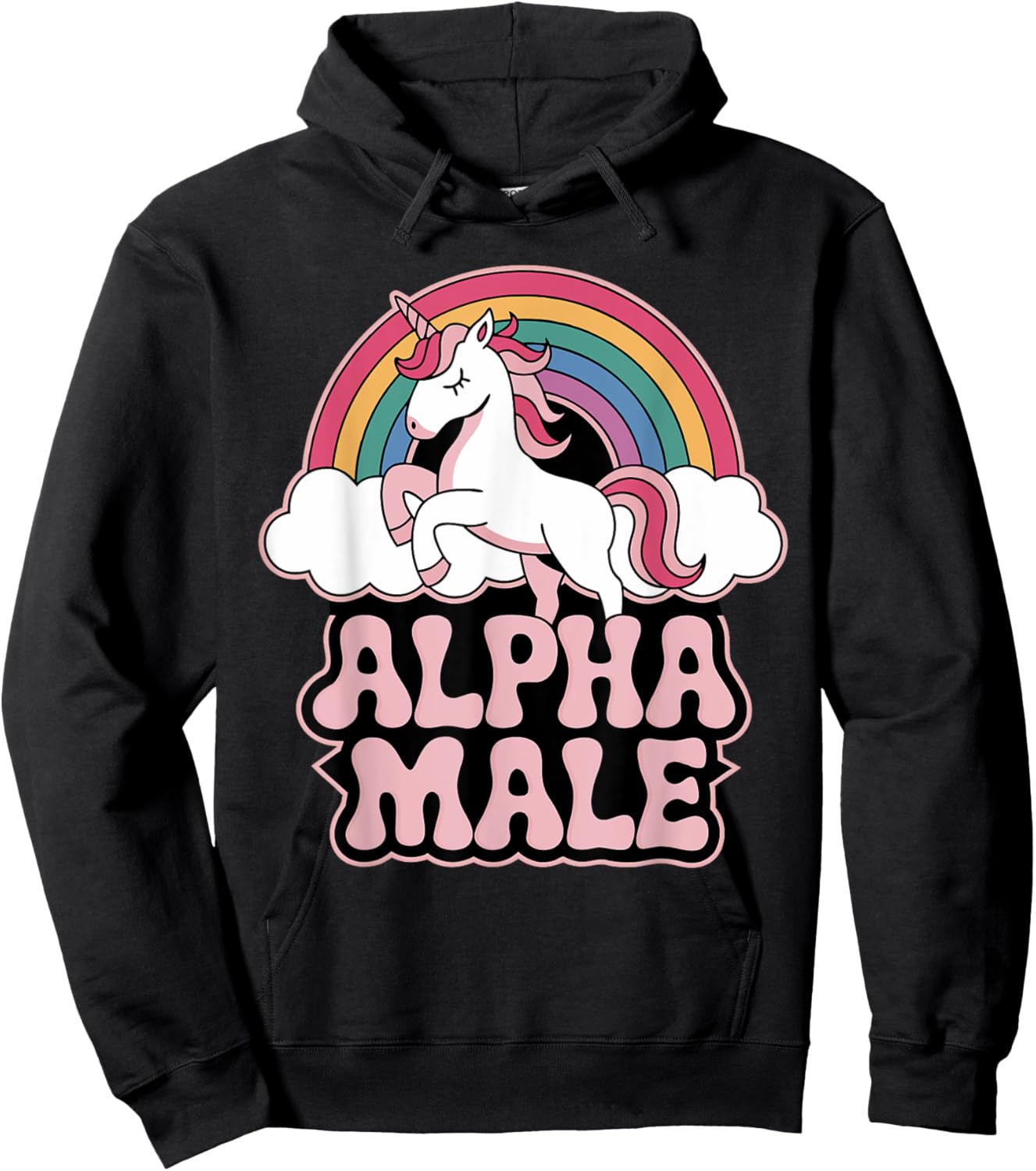Alpha Male Unicorn Funny Sarcastic Ironic Memes Weird Humor Hoodie - Hoodie | Black