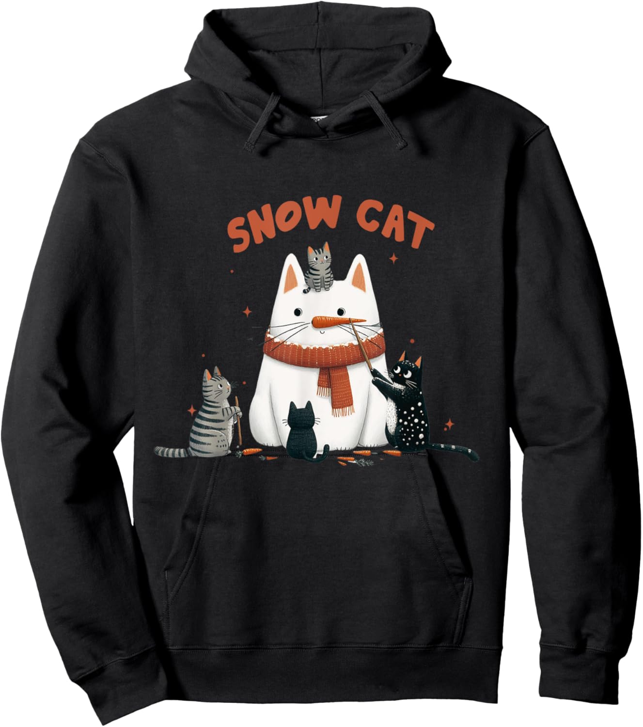 Funny Snow Cat Snowman Christmas Cat Hoodie - Hoodie | Black