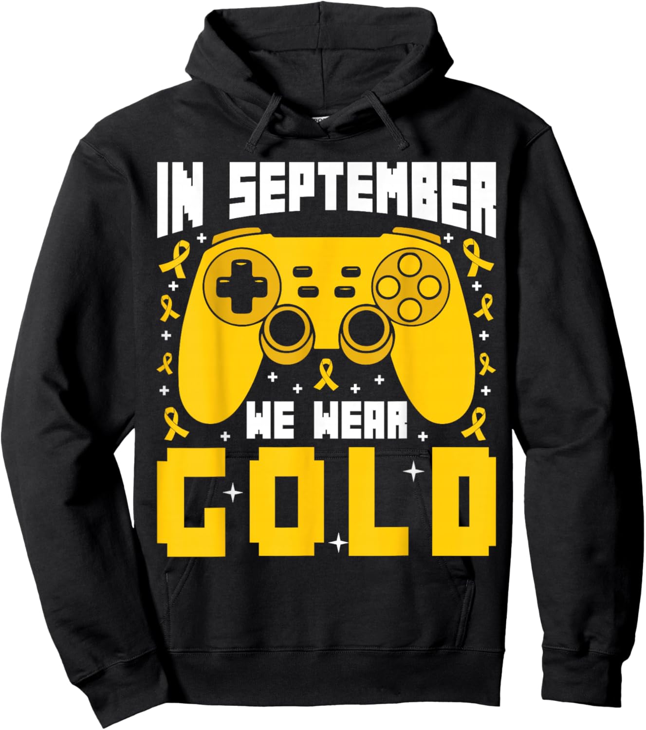In September We Wear Gold Gaming Childhood Cancer Boys Kids Hoodie - Hoodie | Black