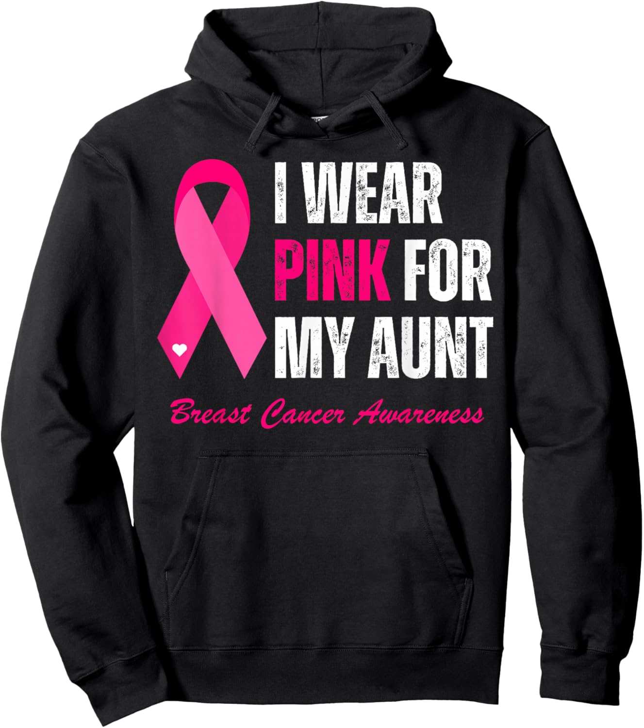 Vintage I Wear Pink For My Aunt Breast Cancer Awareness Hoodie - Hoodie | Black