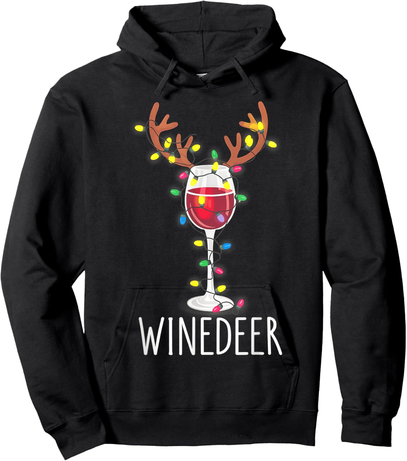 Winedeer Reinbeer Santa Hat Reindeer Couple Xmas Matching Hoodie - Hoodie | Black