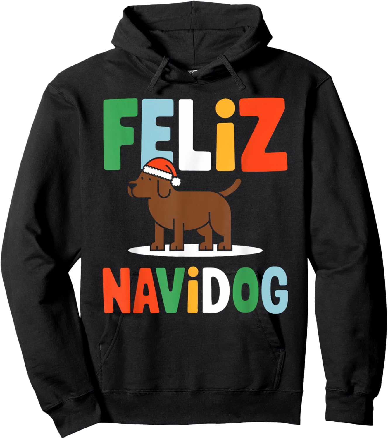 Feliz Navidad Chocolate Labrador Christmas Spanish Hoodie - Hoodie | Black
