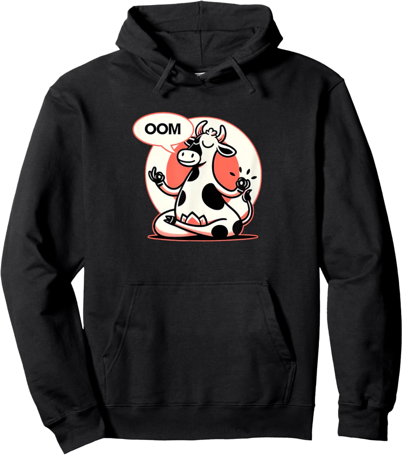 Funny Cow Namaste Yoga Lotus Position Yoga Cow Hoodie - Hoodie | Black
