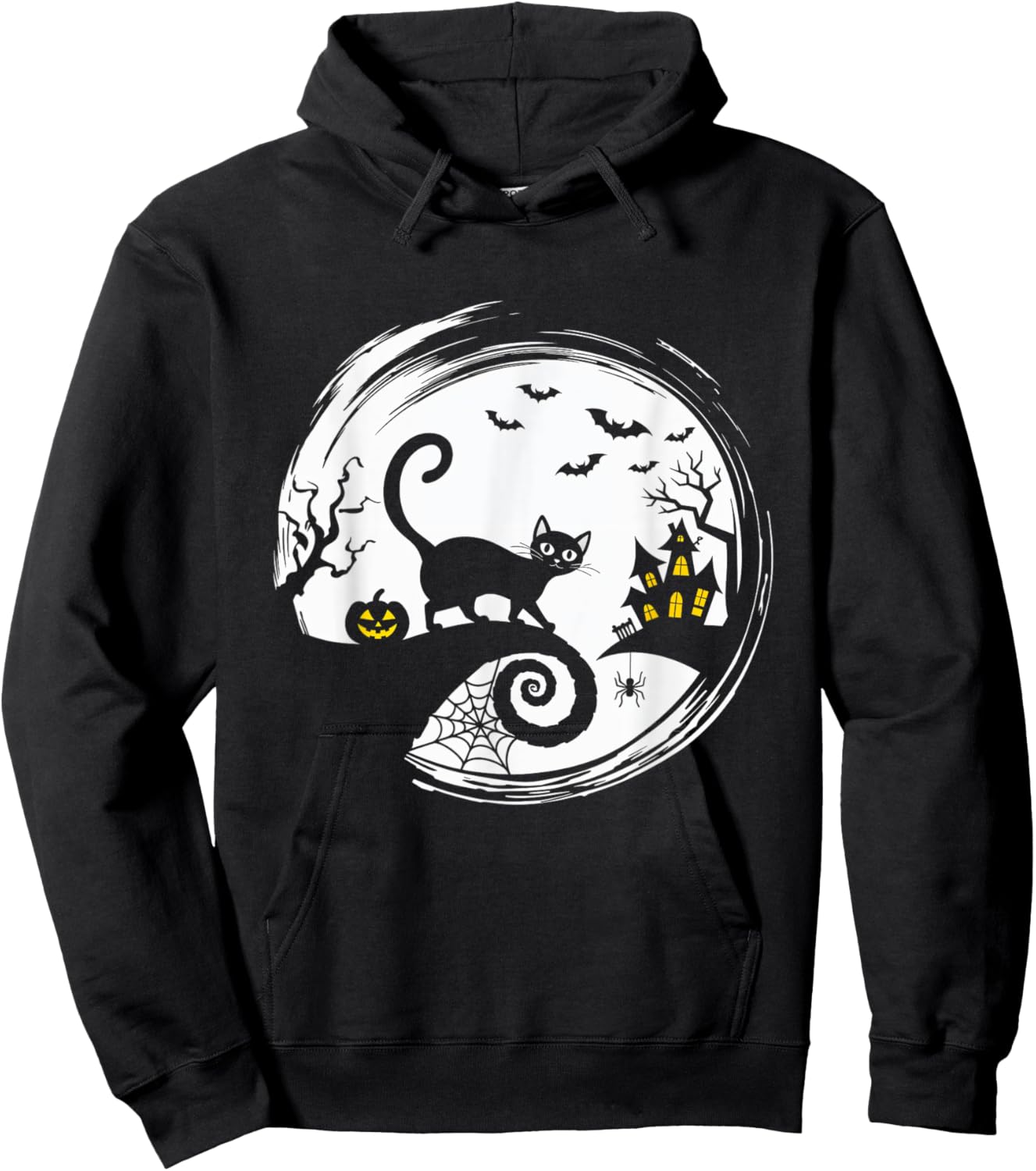 Halloween Cat Pumpkin Bats Spooky Black Cat Hoodie - Hoodie | Black