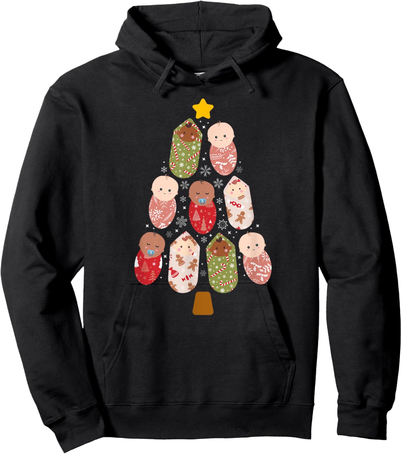 Mother Baby Nurse Christmas Tree Mom Baby Nurse Xmas Party Hoodie - Hoodie | Black