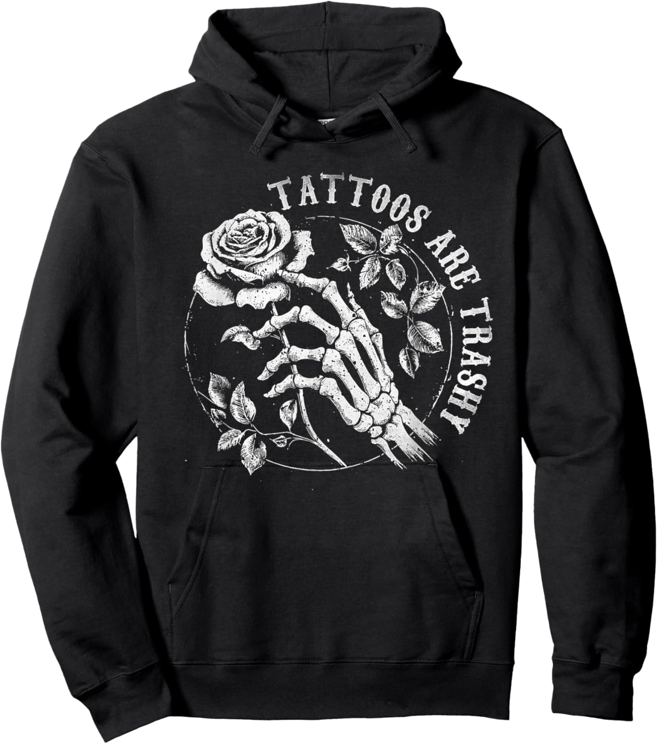 Tattoos Are Trashy Vintage Y2K Joke Hoodie - Hoodie | Black