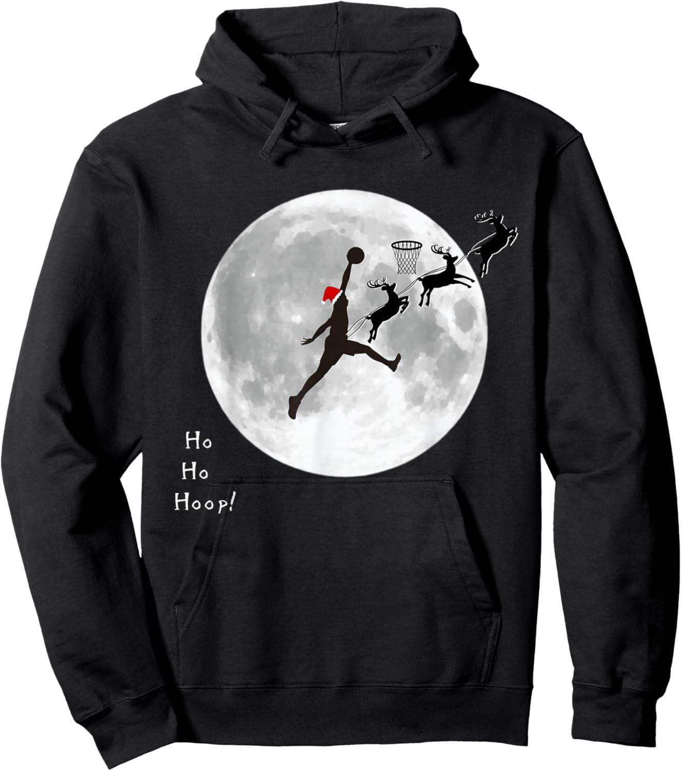 Funny Christmas Santa Basketball – Ho Ho Hoop Sports Gift Hoodie - Hoodie | Black