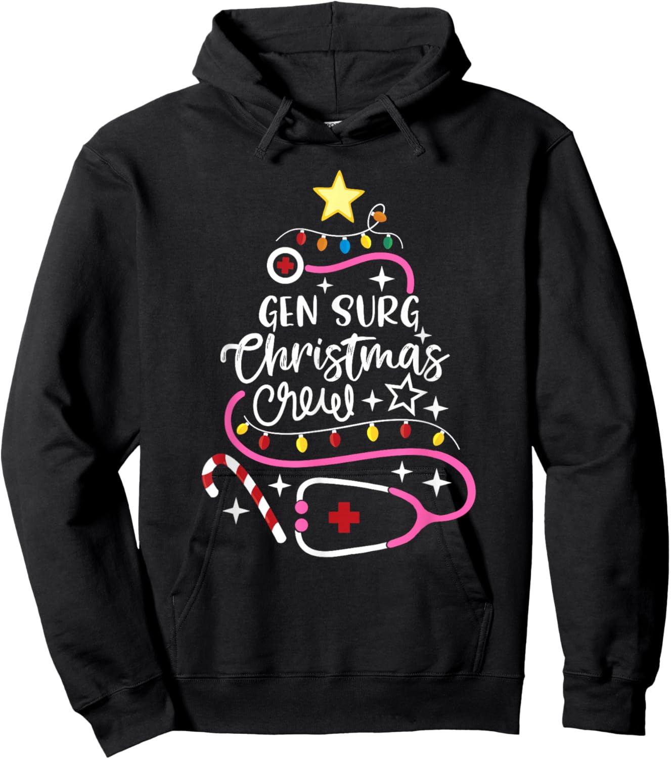 Gen Surg Christmas Crew Tech Theatre Nurse Secretary Hoodie - Hoodie | Black