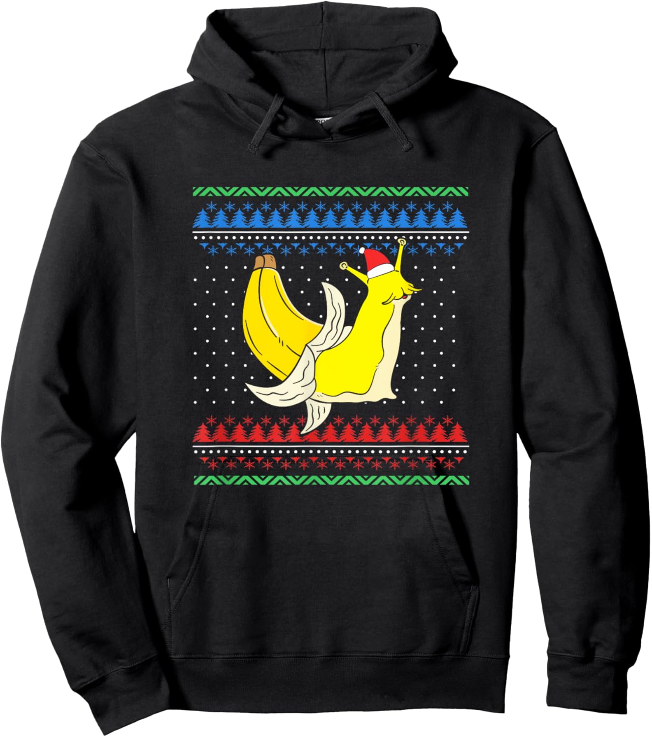 Christmas Banana Slug With Christmas Hat Hoodie - Hoodie | Black