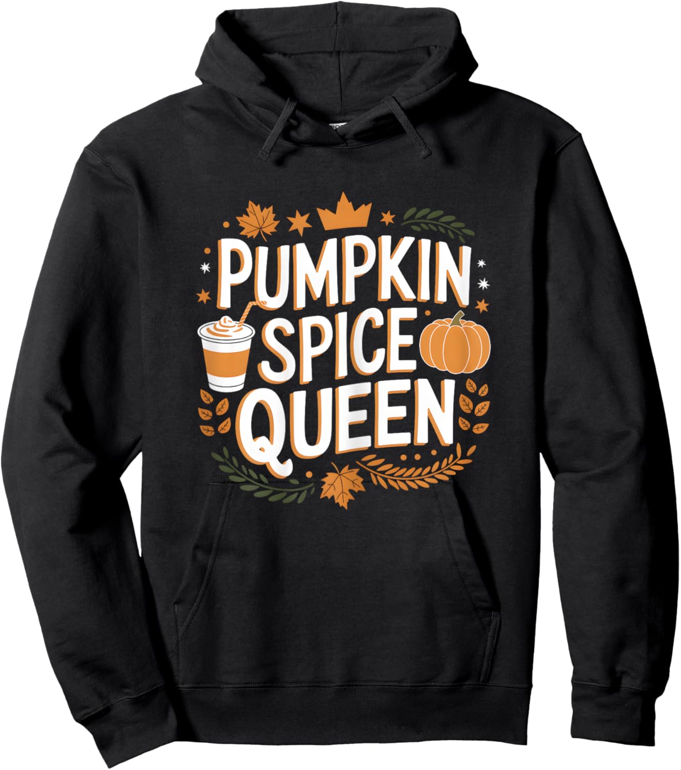 Pumpkin Spice Queen Fall Autumn Thanksgiving Coffee Lover Hoodie - Hoodie | Black