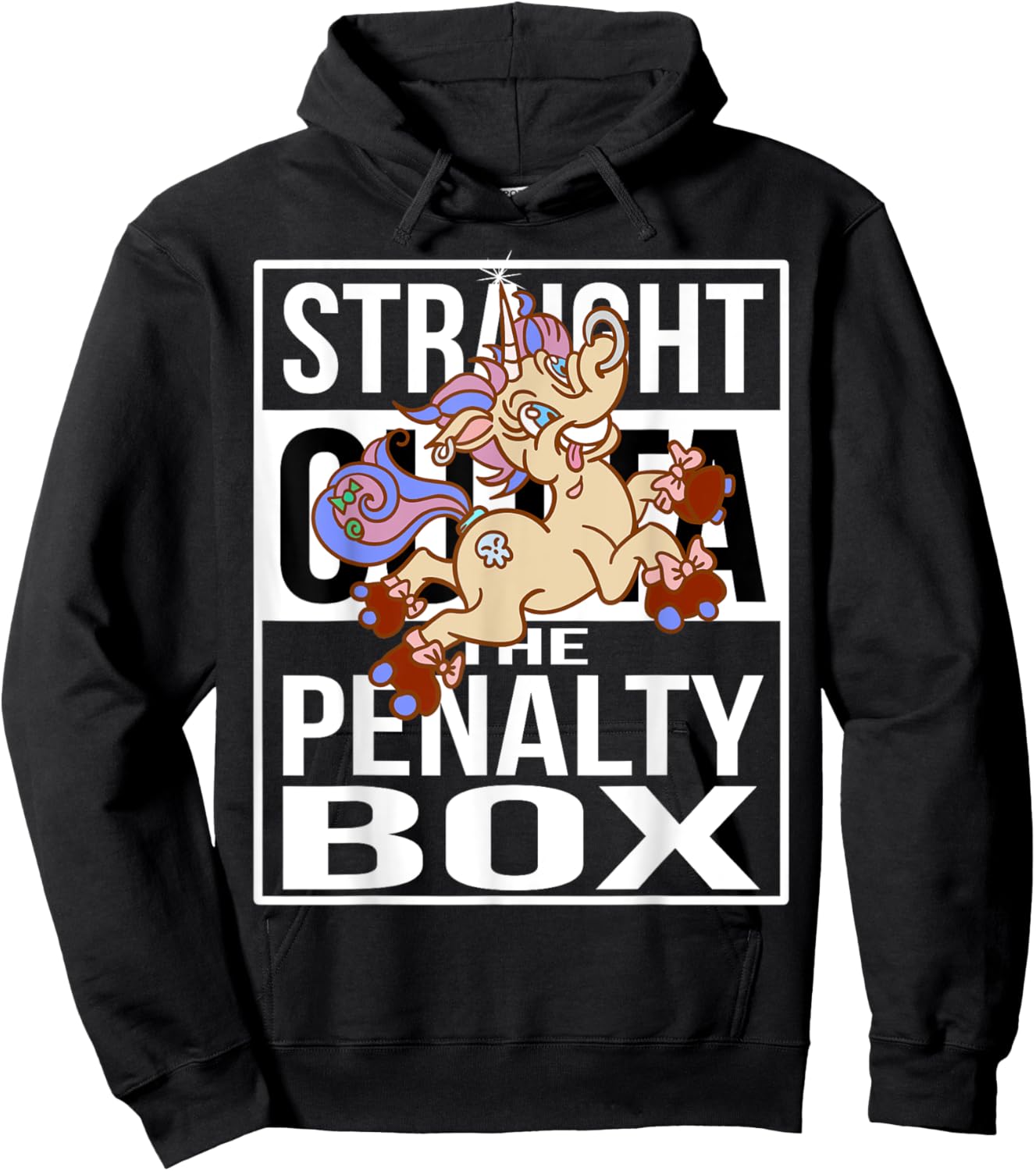 Straight outta the Penalty Box Skater Unicorn Roller Derby Hoodie - Hoodie | Black