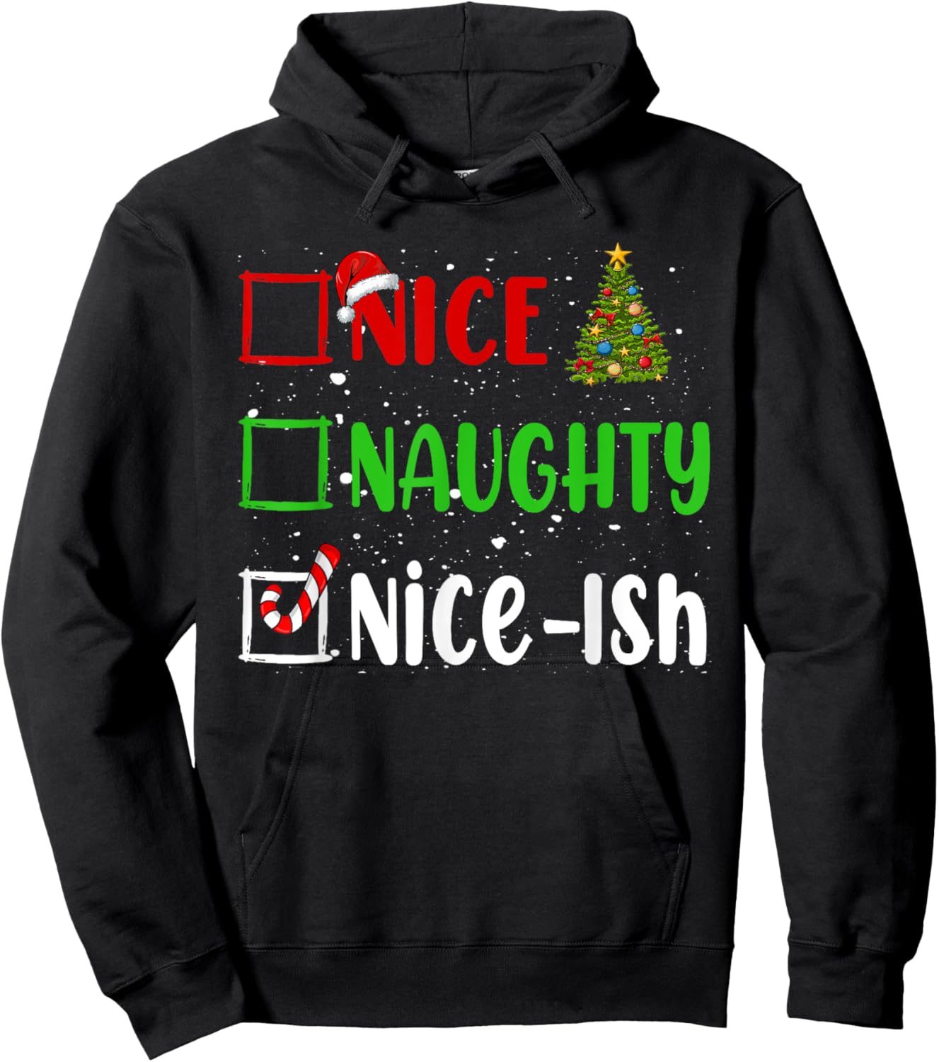 Nice Naughty List Funny Christmas List -Adults Black Small Holiday Hoodie - Hoodie | Black