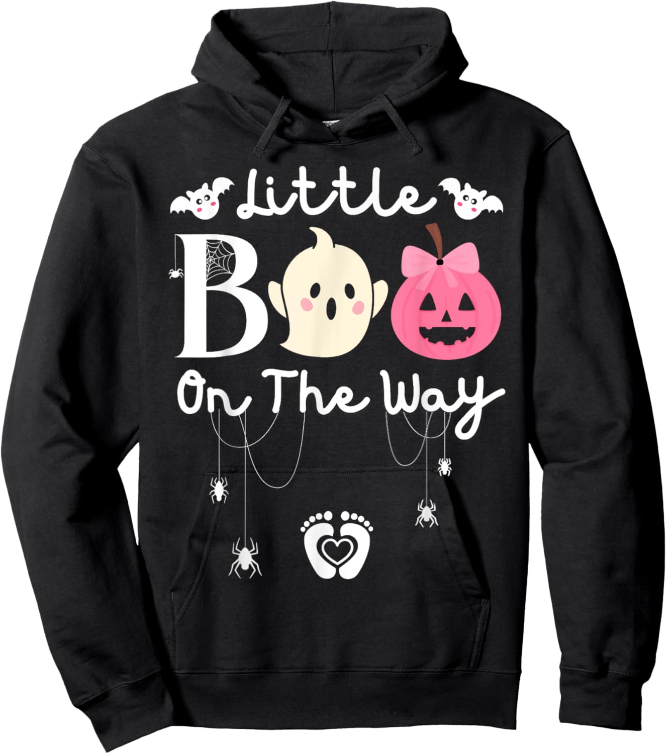 Little Boo On The Way-Halloween Girls Pregnancy Announcement Hoodie - Hoodie | Black