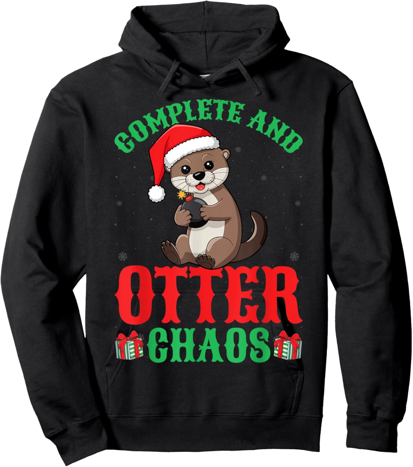 Complete And Otter Chaos Xmas Holiday Otter Lover Christmas Hoodie - Hoodie | Black