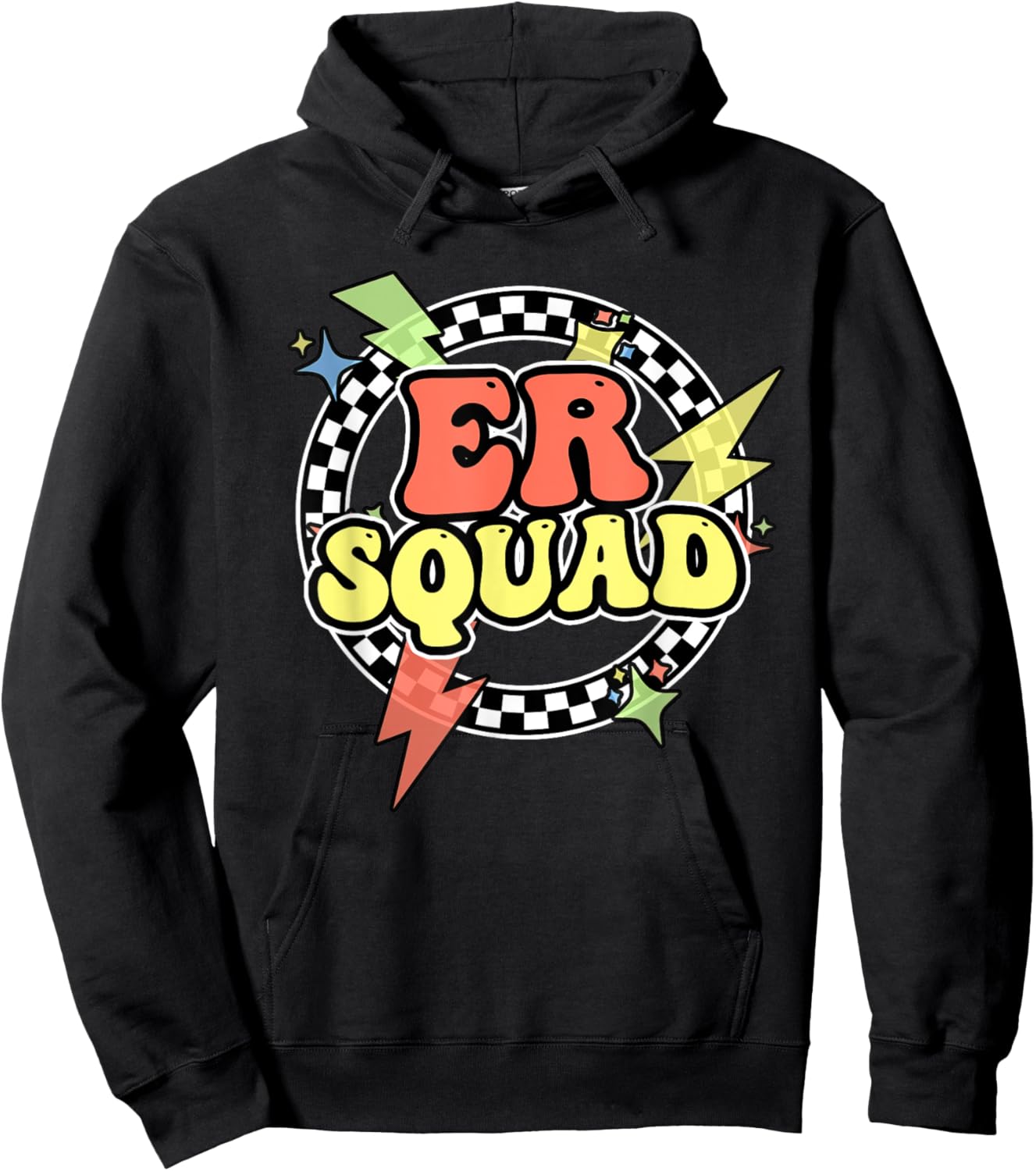 Retro ER Squad Halloween Emergency Nurses Day Tech Hoodie - Hoodie | Black