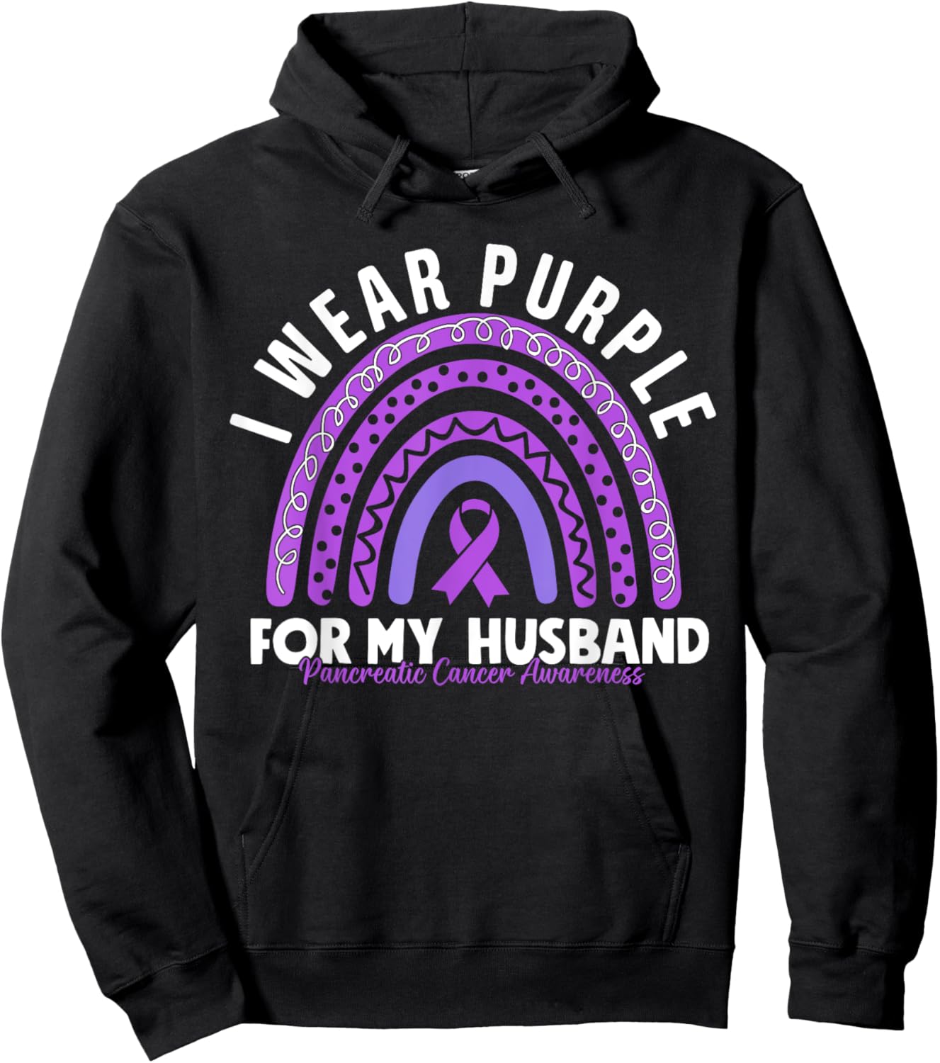 Pancreatic Cancer Awareness I Wear Purple For My Husband Hoodie - Hoodie | Black