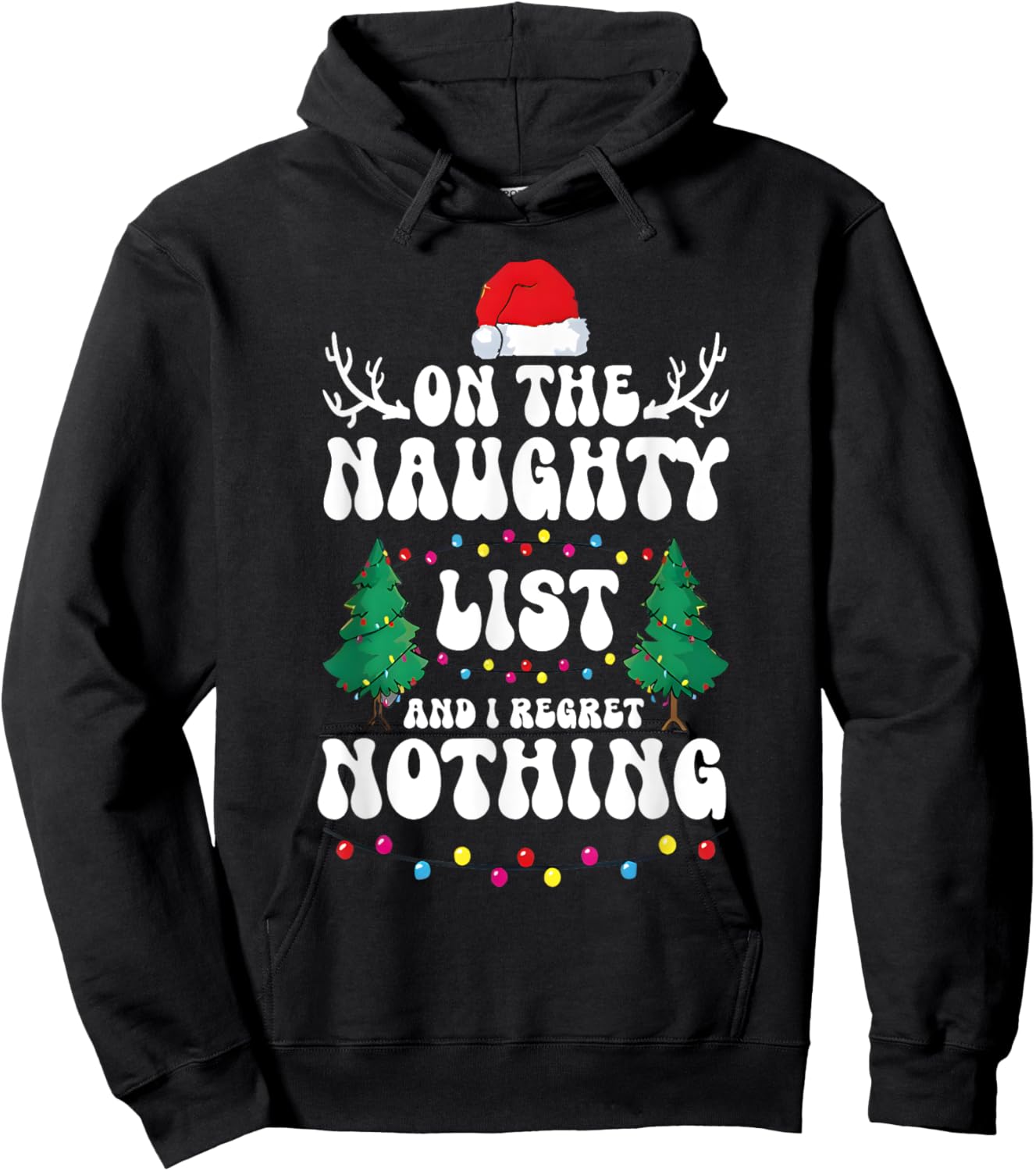 Groovy Naughty List Christmas Xmas Santa Kids Hoodie - Hoodie | Black