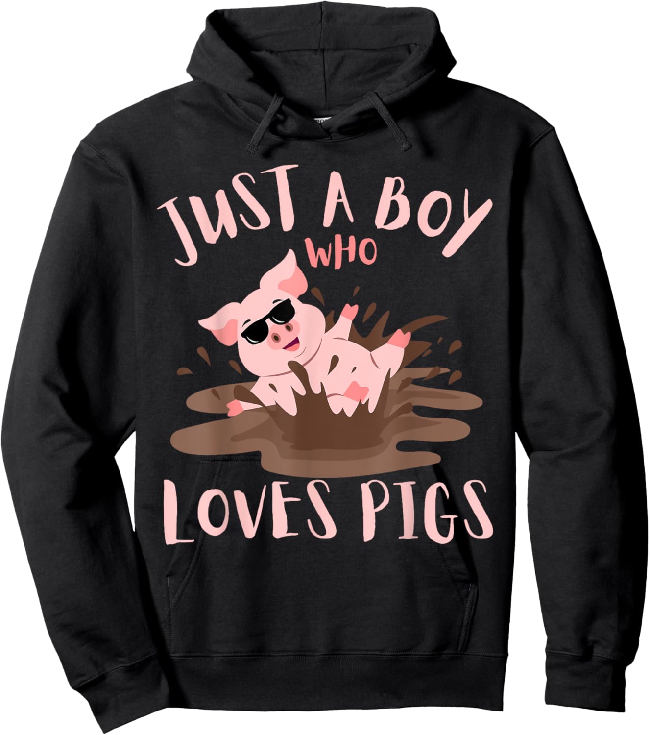 Just A Boy Who Loves Pigs sunglasses In the Mud Kids Boy Hoodie - Hoodie | Black