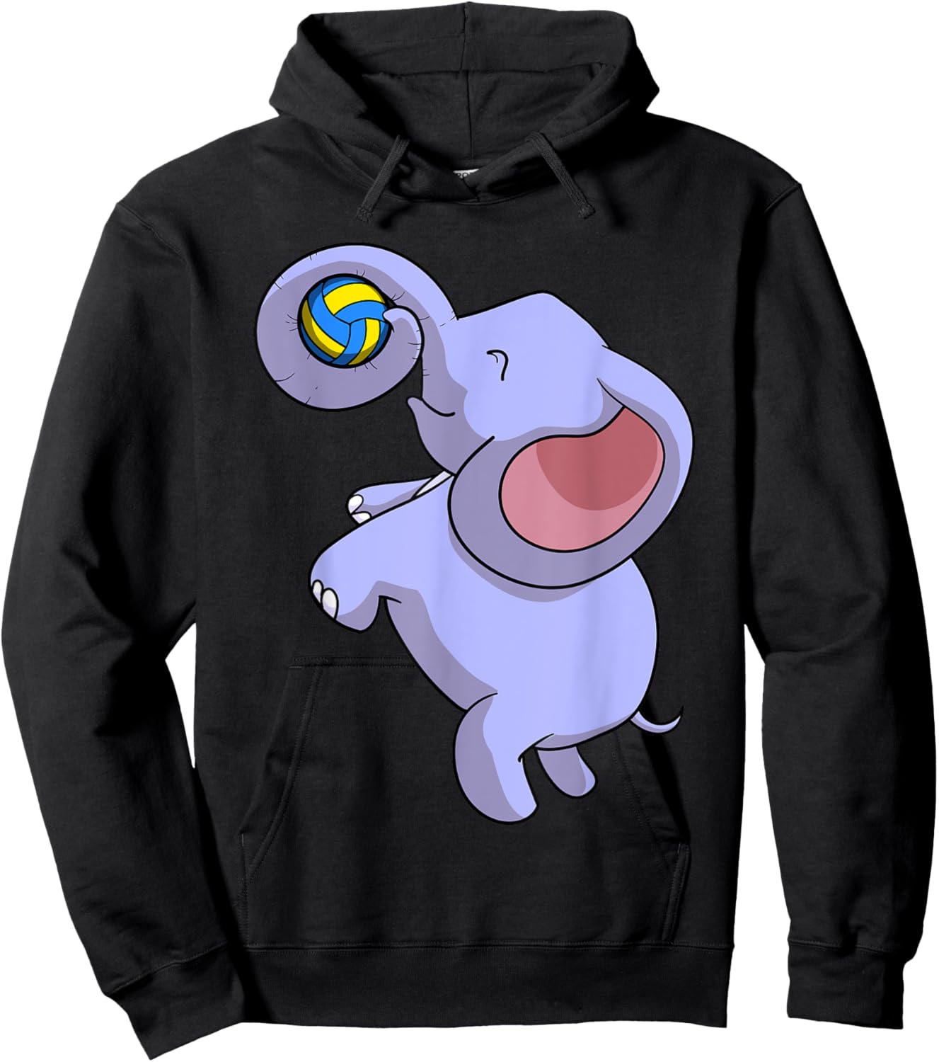 Funny Elephant Playing Volleyball Player Ball Game Outfit Hoodie - Hoodie | Black