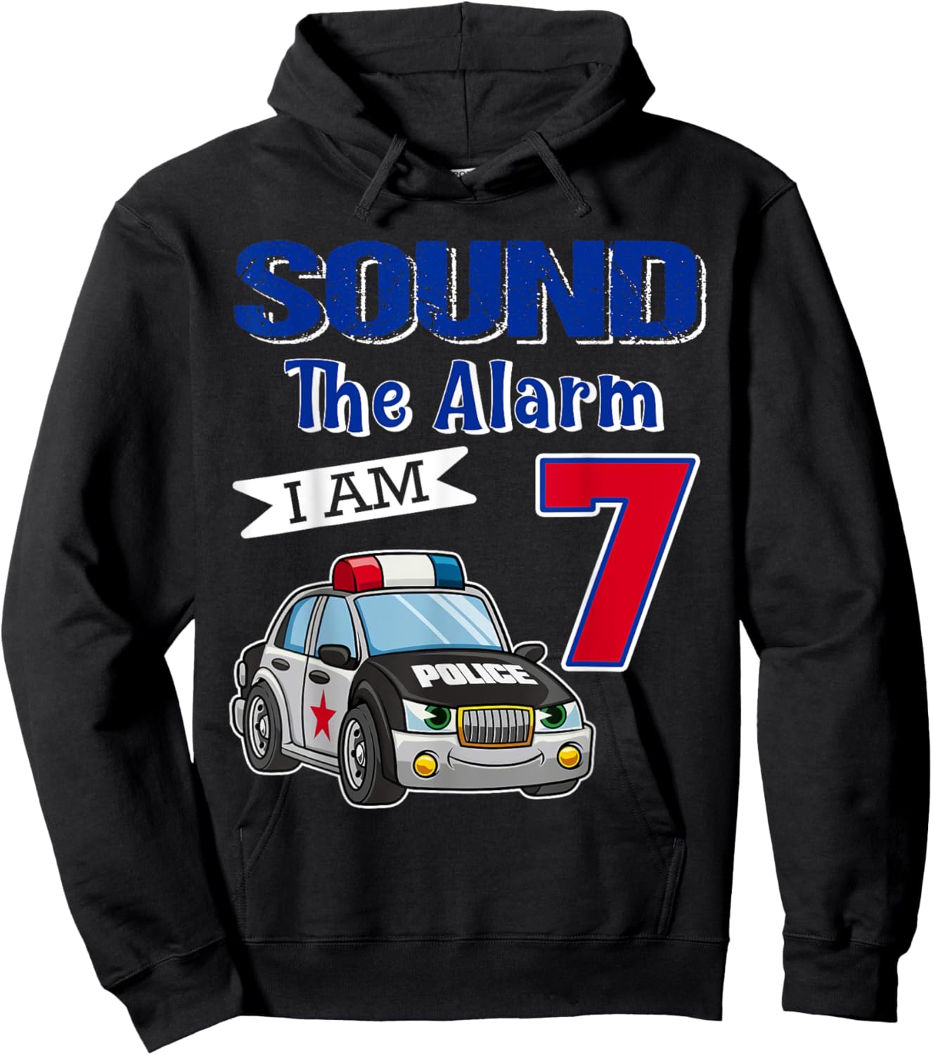 7th Birthday Police Car Sound Alarm I'm 7 Years Old Hoodie - Hoodie | Black