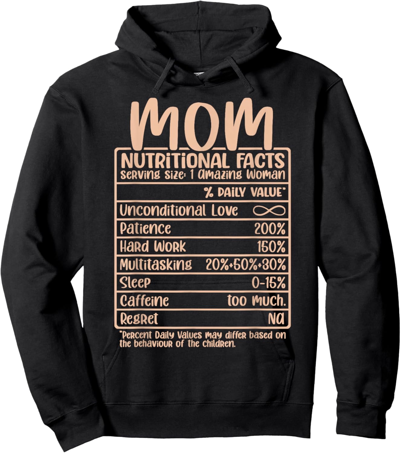 Mother Nutritional Facts Self Love Funny Mom Nutrition Facts Hoodie - Hoodie | Black