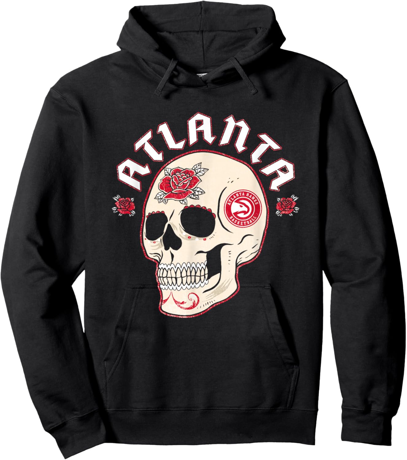 NBA Atlanta Hawks Halloween Floral Skull Hoodie - Hoodie | Black