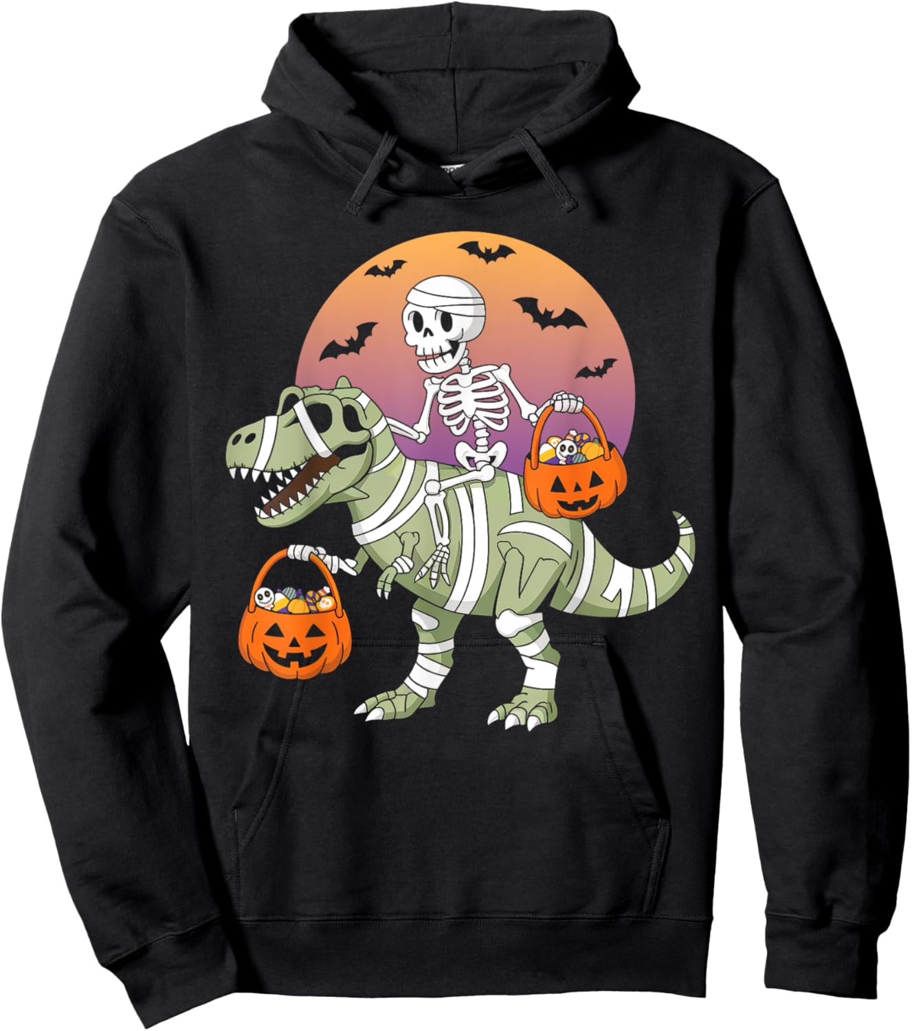 Funny Halloween Boys Kids Toddlers Dinosaur T-rex Skeleton Hoodie - Hoodie | Black