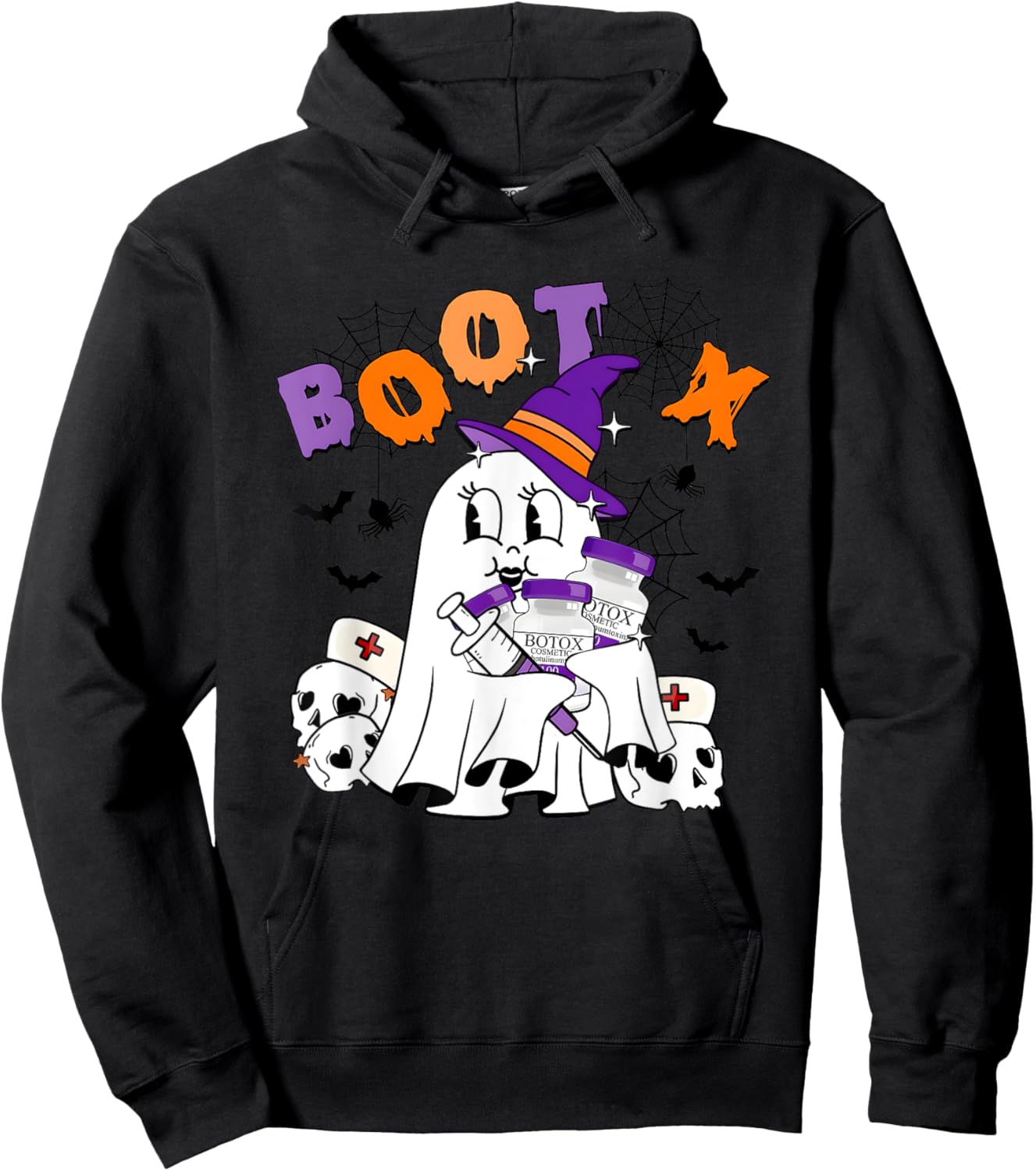 Cute Ghost BooTox Nurse Injector Halloween Plastic Surgery Hoodie - Hoodie | Black