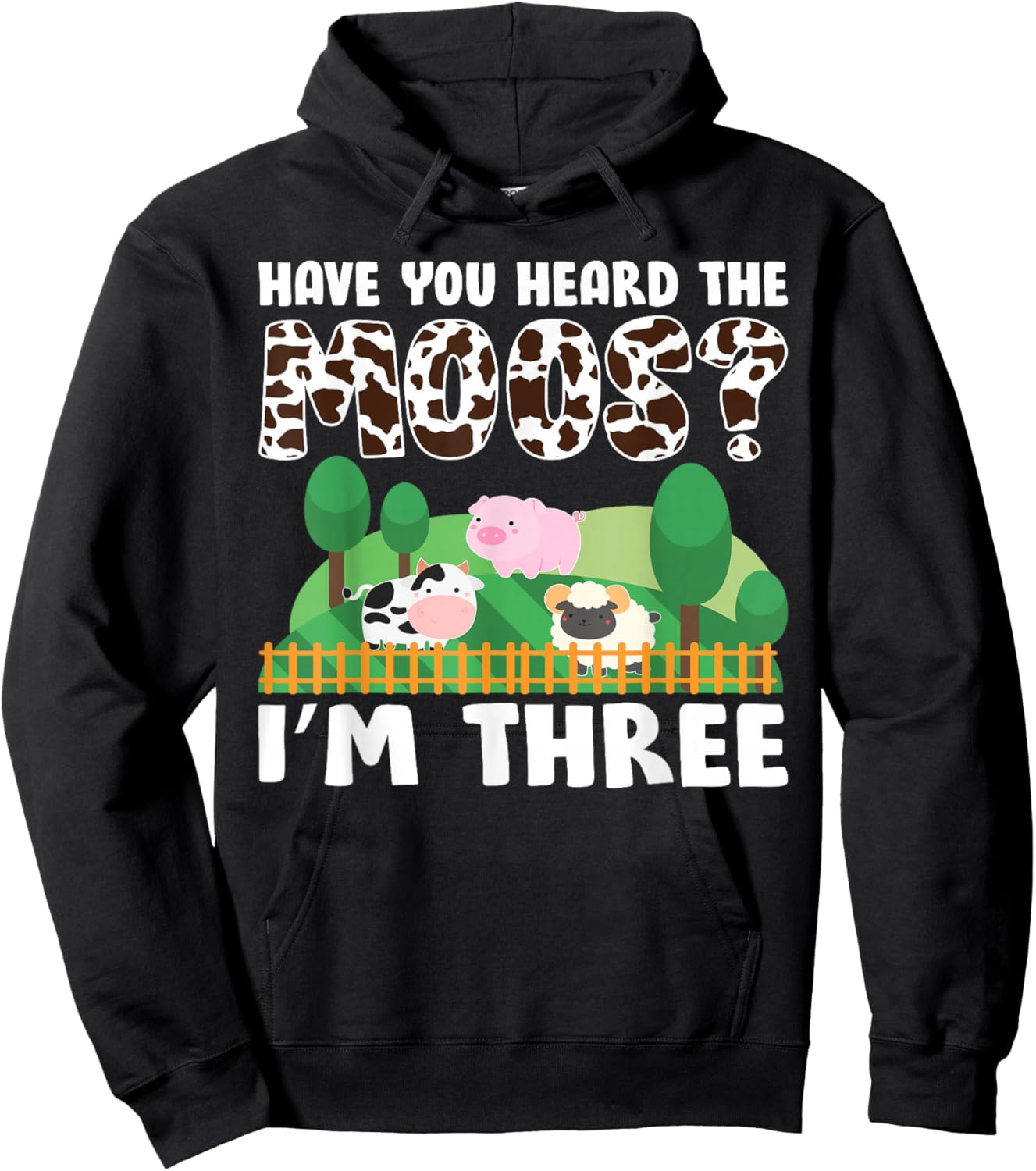 3rd Birthday 3 Year Old Farm Theme Animals Birthday Party Hoodie - Hoodie | Black