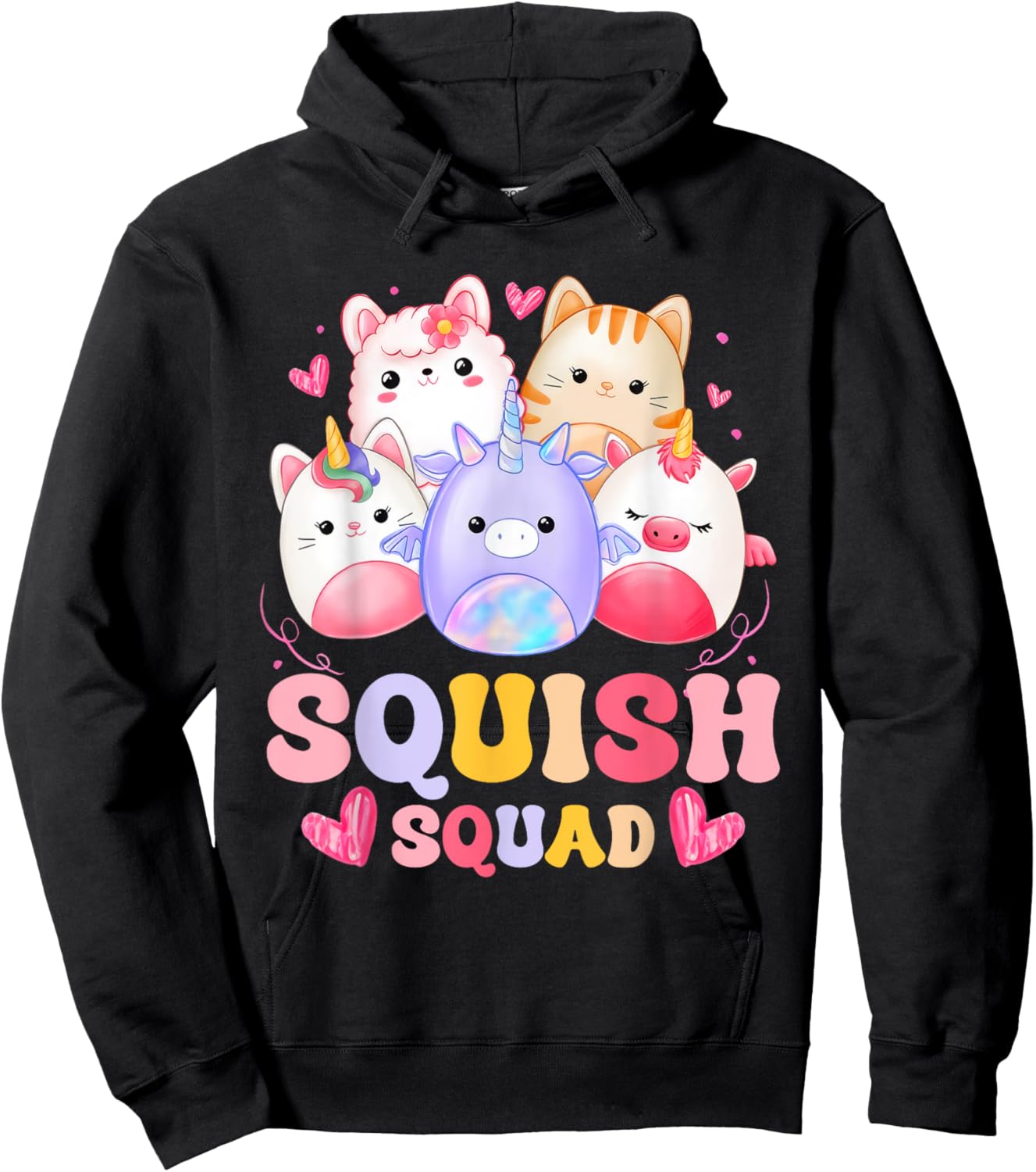Squish Squad Birthday Shirt For Girls Kids Toddlers Groovy Hoodie - Hoodie | Black