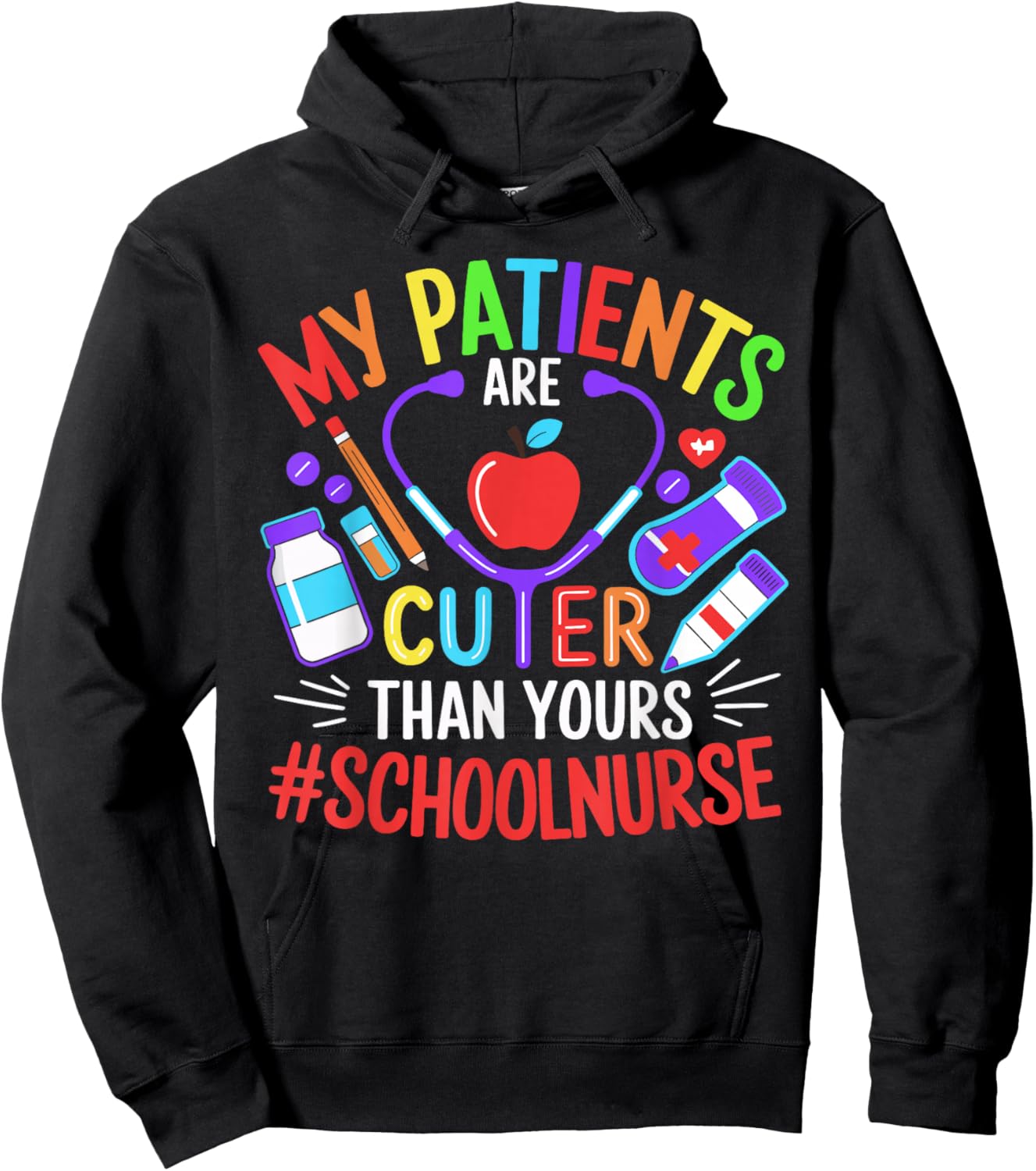 School Nurse Appreciation Nursing Elementary School Nurse Hoodie - Hoodie | Black
