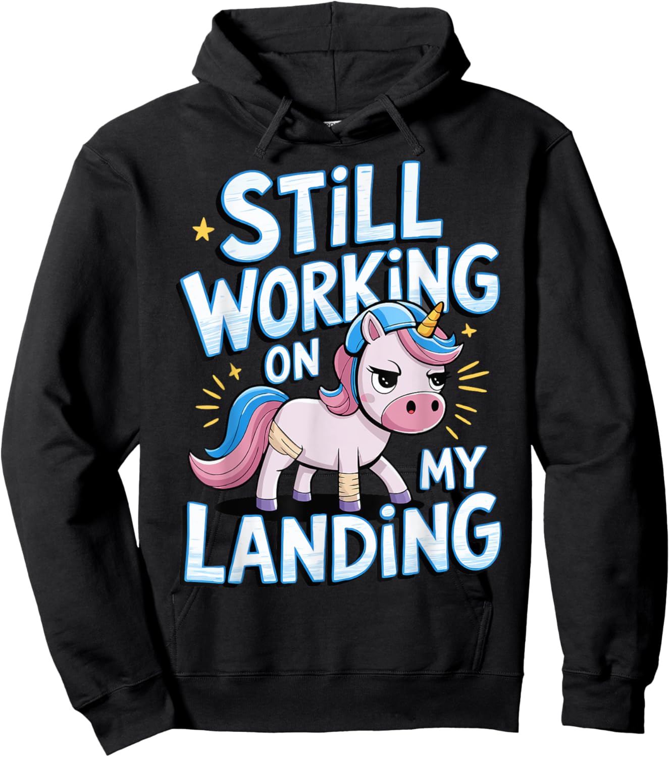 Still Working On My Landing Unicorn Broken Bone Hoodie - Hoodie | Black