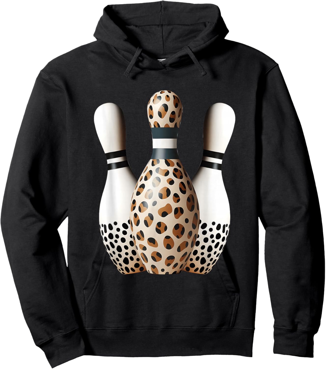 Bowling Pins Leopard Cheetah Print Bowler Sport Graphic Hoodie - Hoodie | Black