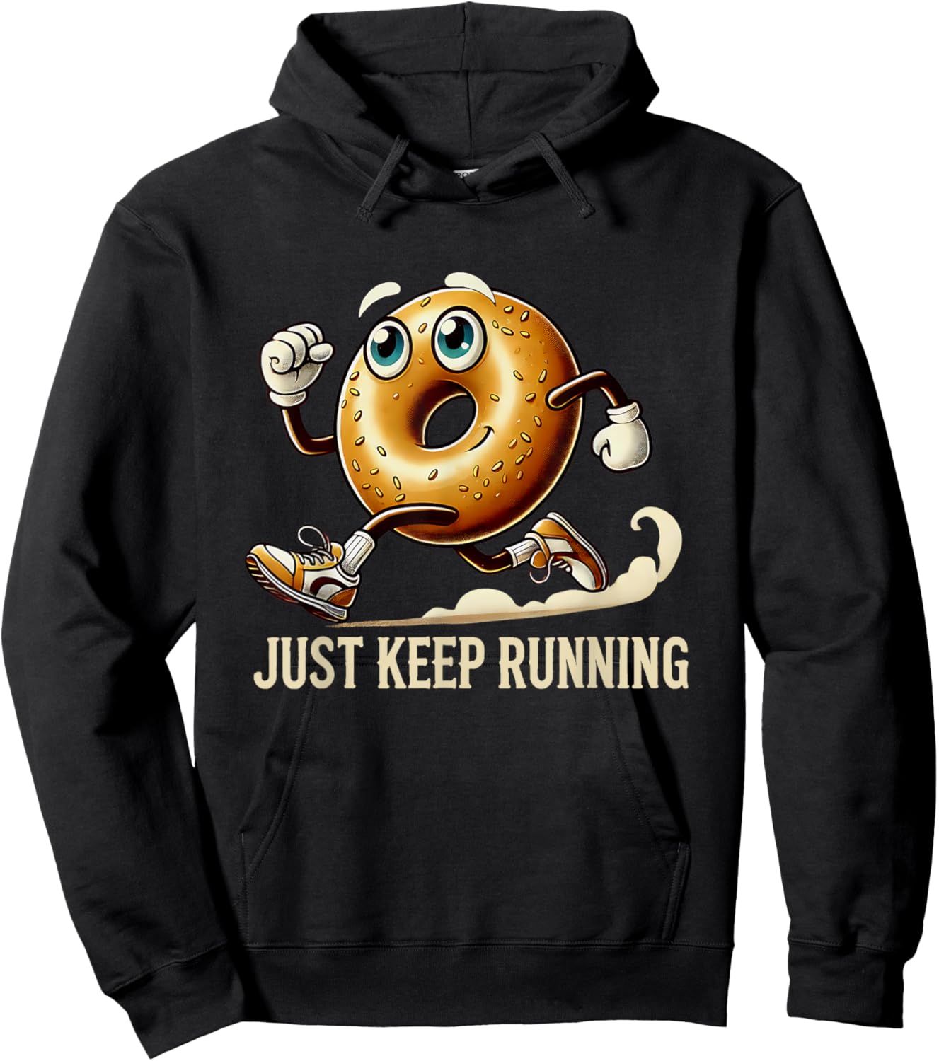 Vintage Funny Everything Bagel Running Hoodie - Hoodie | Black