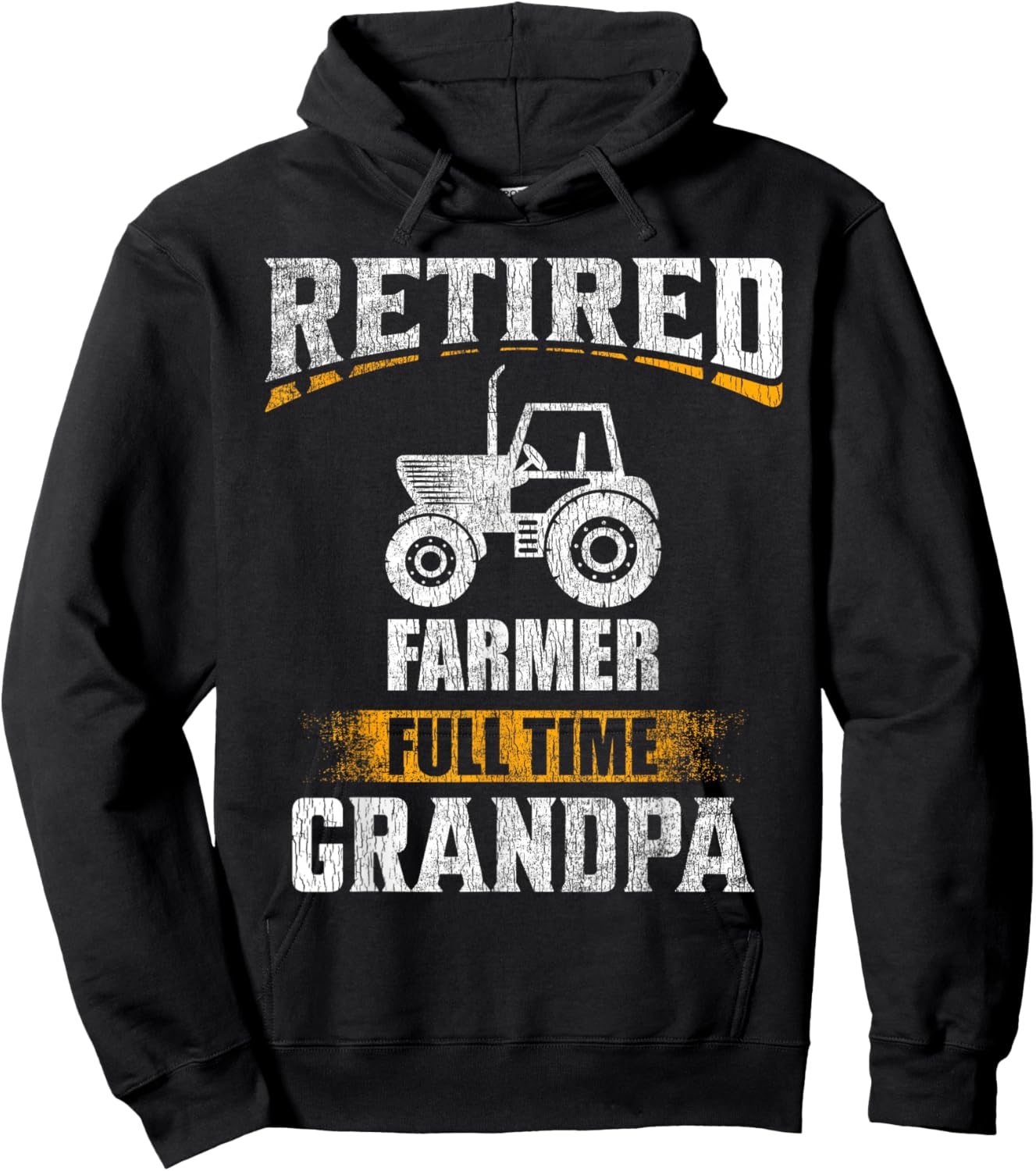 Retired Farmer Full Time Grandpa Funny Grandparent Hoodie - Hoodie | Black