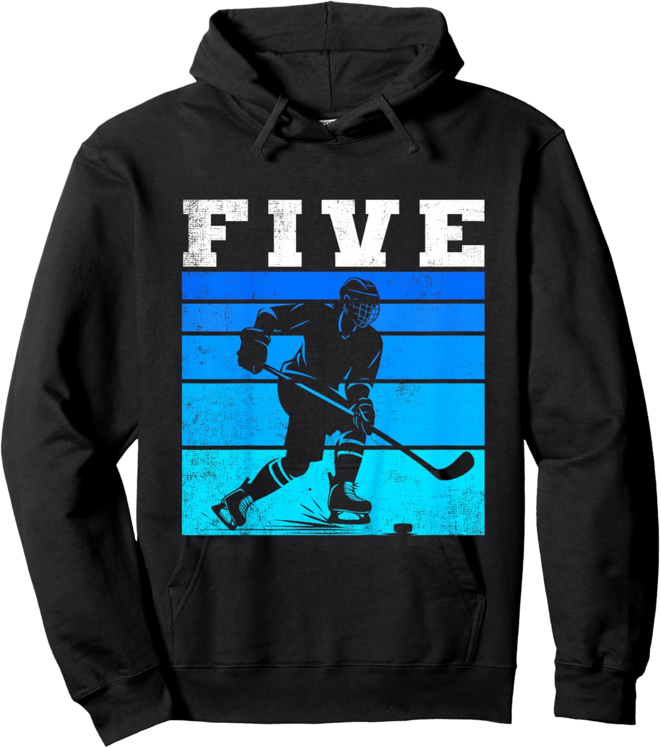 Kids 5th Birthday Ice Hockey Boy & Gil Five Hockey Birthday Party Hoodie - Hoodie | Black