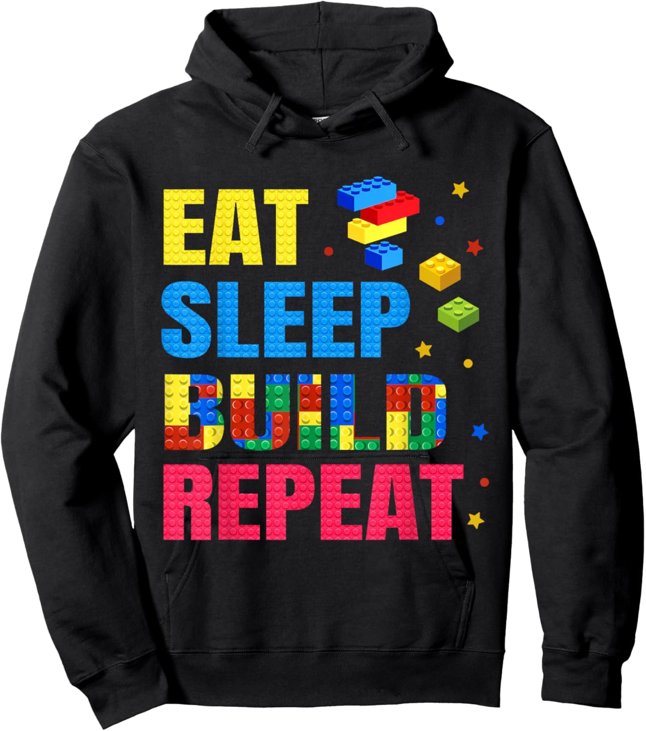 Eat Sleep Build Family Master Builder Building Bricks Blocks Hoodie - Hoodie | Black