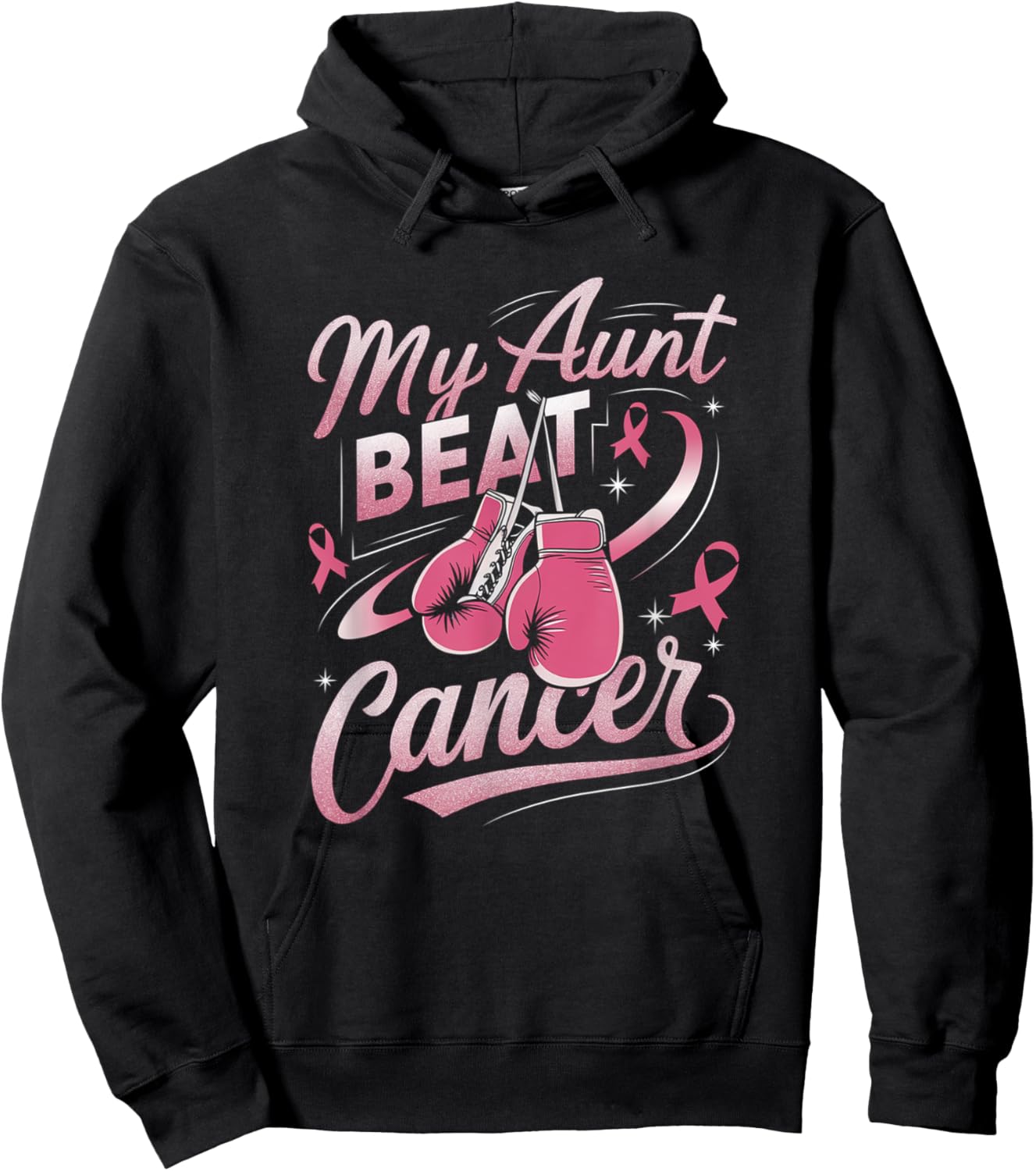 My Aunt Beat Cancer Support Breast Cancer Awareness Hoodie - Hoodie | Black